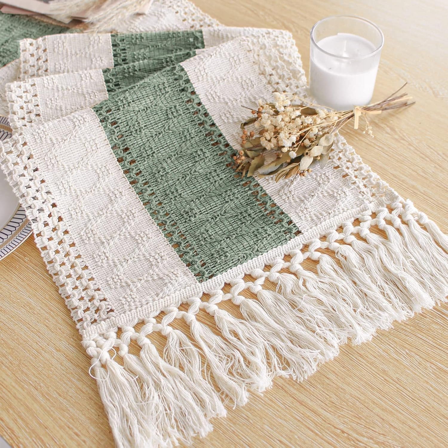 FEXIA Boho Table Runner for Thanksgiving Fall Christmas