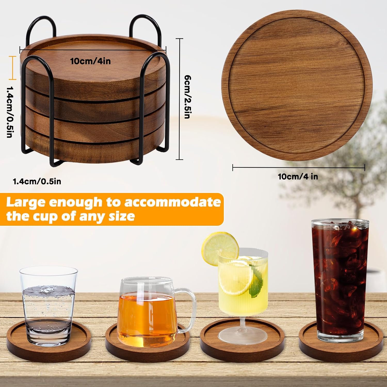 Wood Coasters for Drinks Absorbent Wooden Coasters