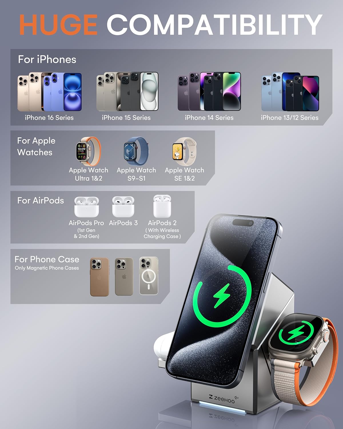 Qi2 Certified Wireless Charger for Apple Devices