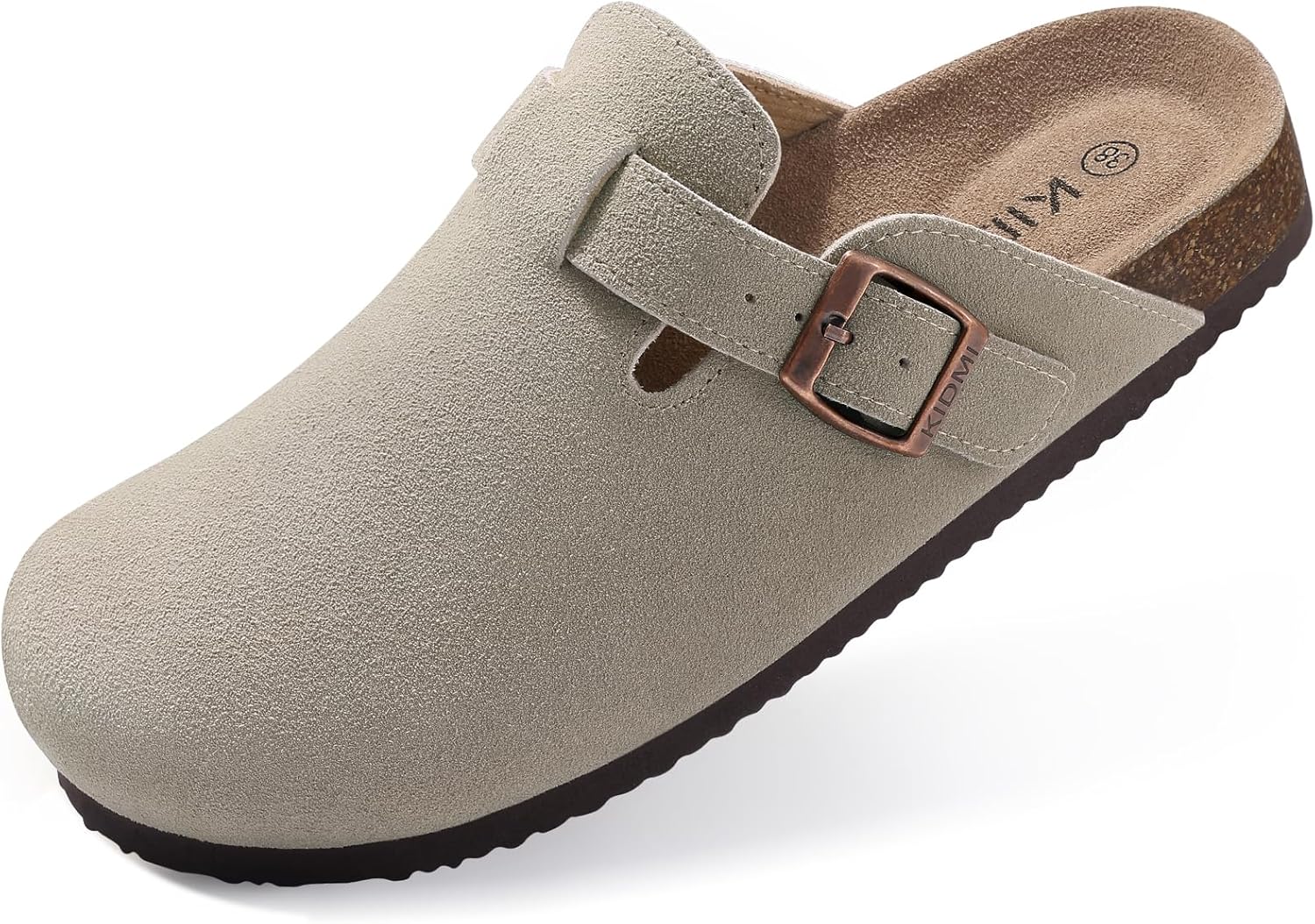 KIDMI Genuine Suede Clogs for Women Cork Footbed Sandals