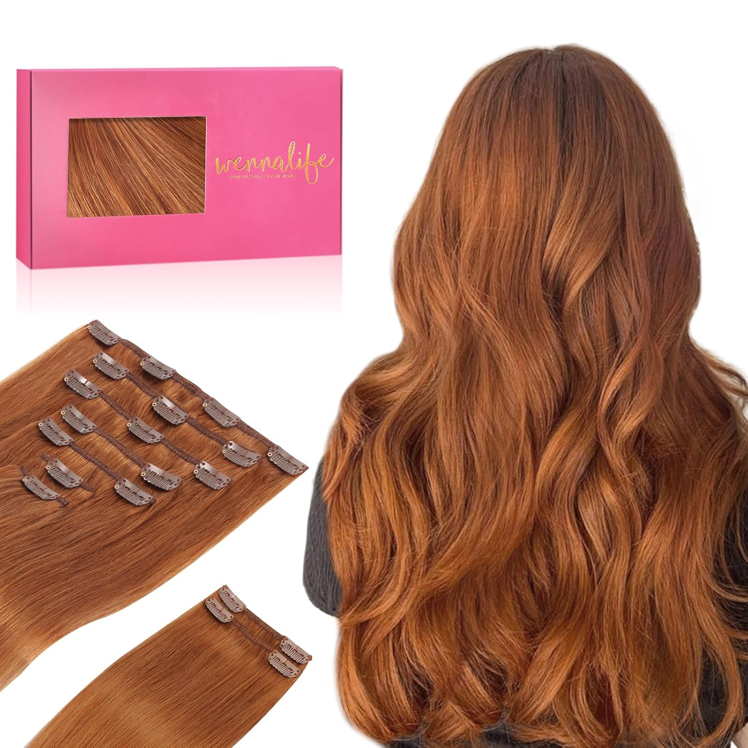 WENNALIFE Clip in Hair Extensions Real Human Hair