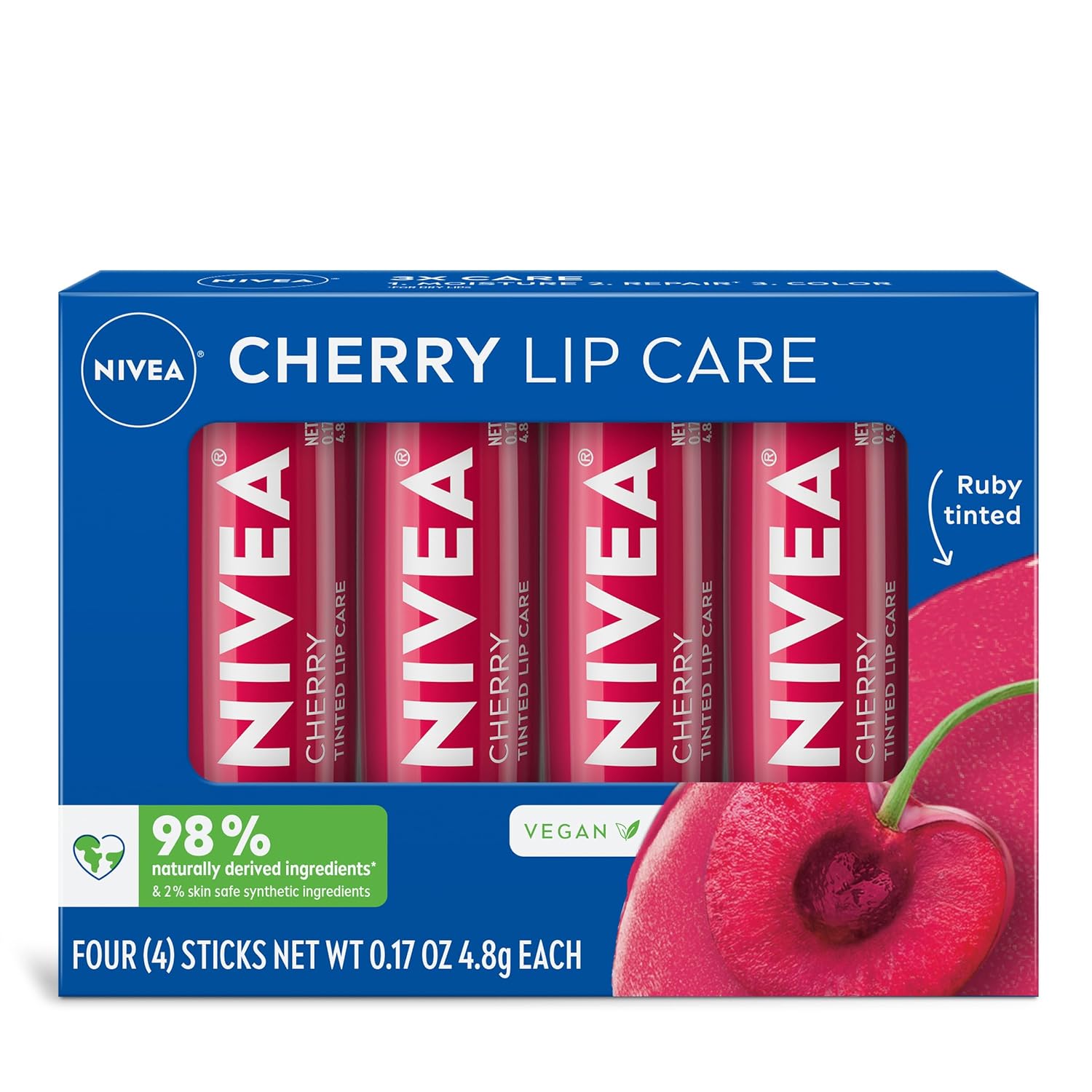 NIVEA Lip Care Fruity Tinted Lip Balm Variety Pack
