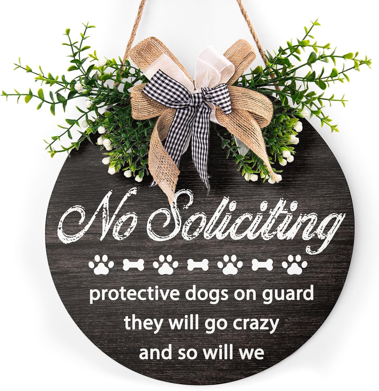 Round Wooden Farmhouse Welcome Door Sign