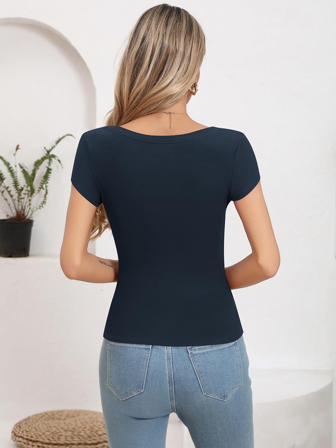 Missufe Women's Scoop Neck Short Outfits