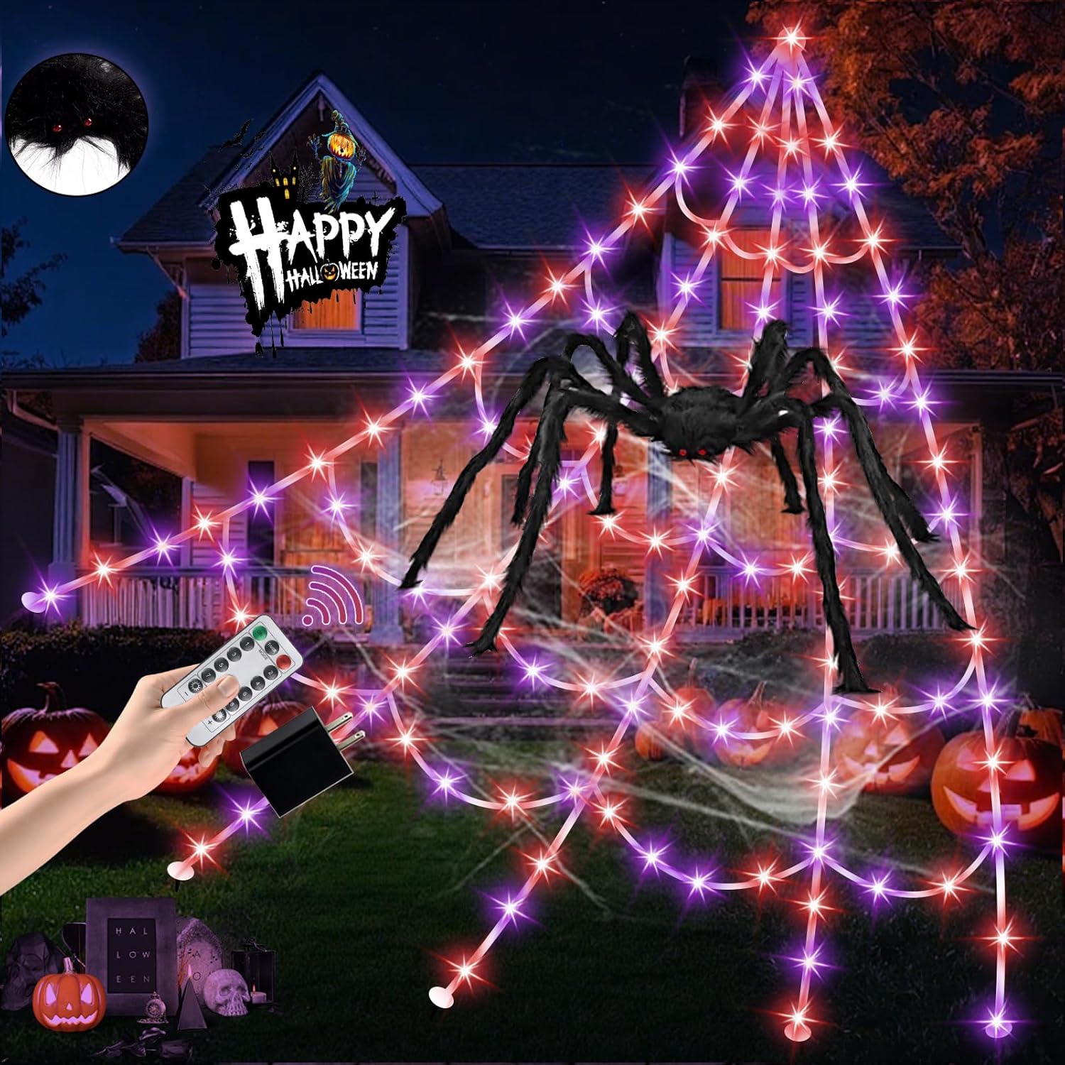 Halloween Spider Web Lights LED Lighted Spider