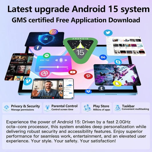 Android 15 Tablet 30GB RAM 128GB ROM 1TB TF