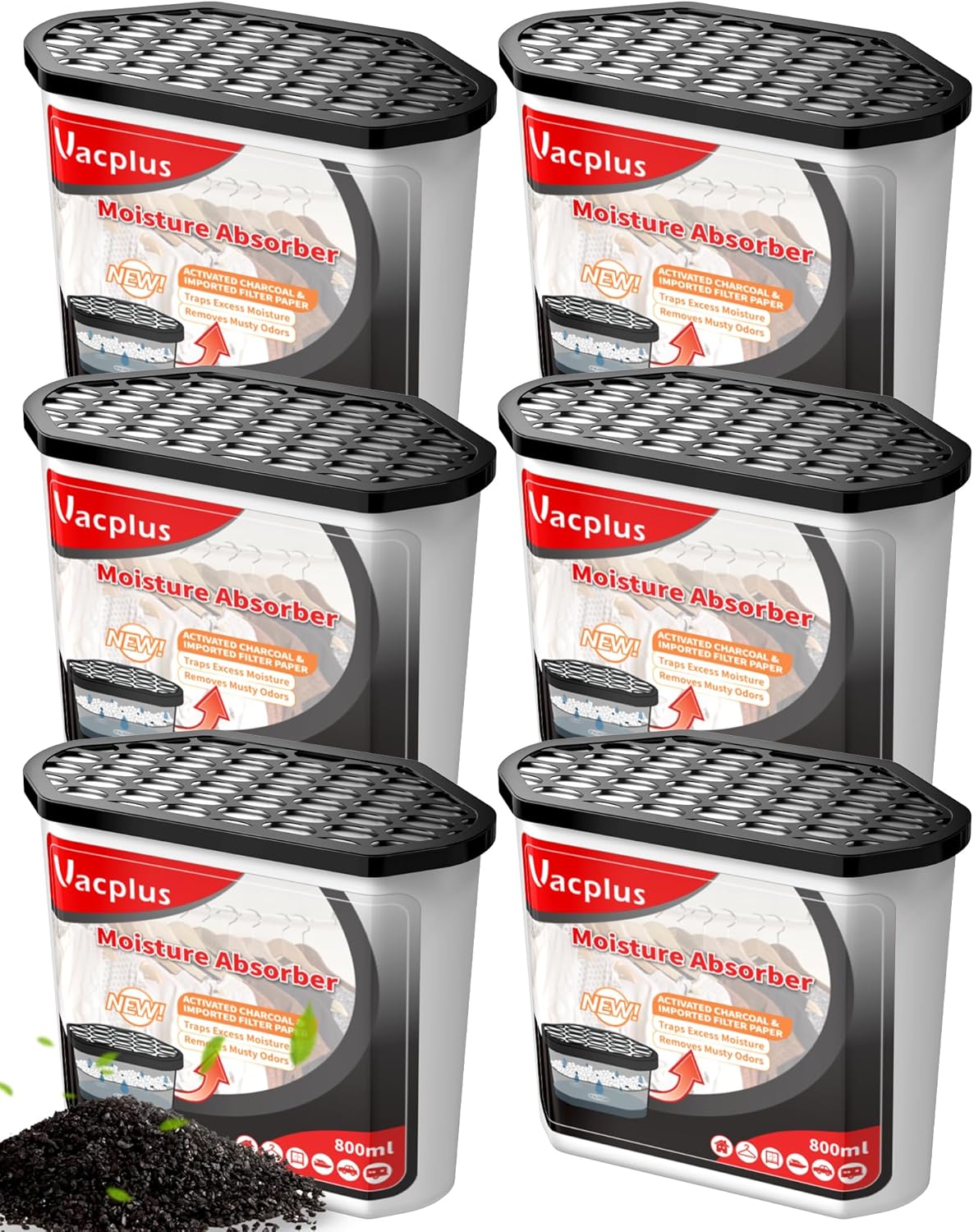Vacplus 6-Pack Moisture Absorbers for Bathroom