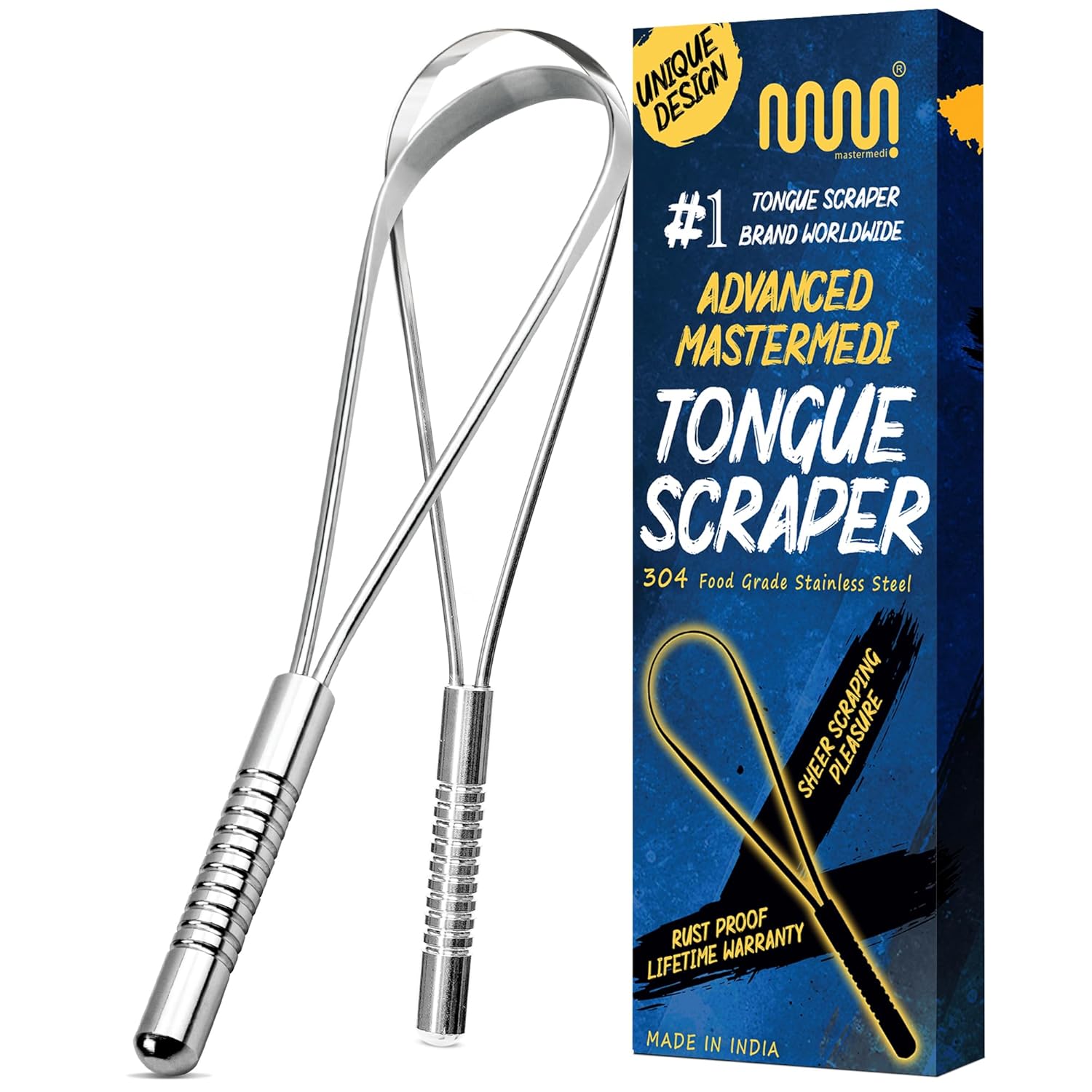 MasterMedi Tongue Scraper for Adults with Multicolor Travel Cases