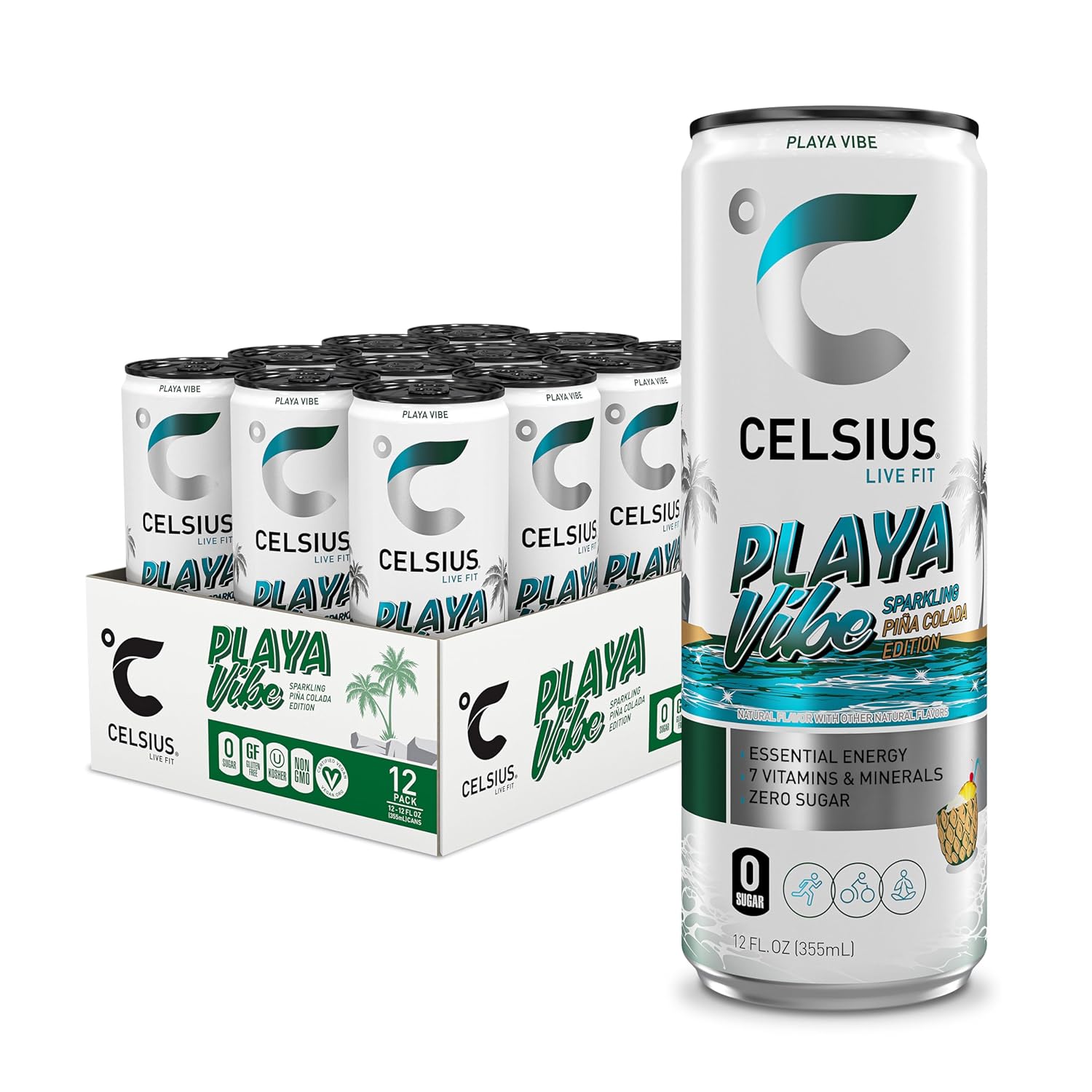 CELSIUS Sparkling Peach Vibe Energy Drink 12 pack
