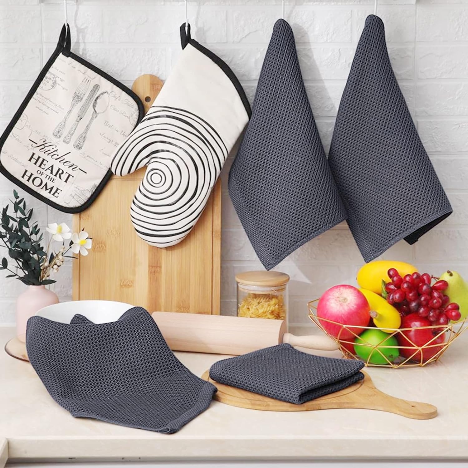 Homaxy 100% Cotton Waffle Dish Cloths