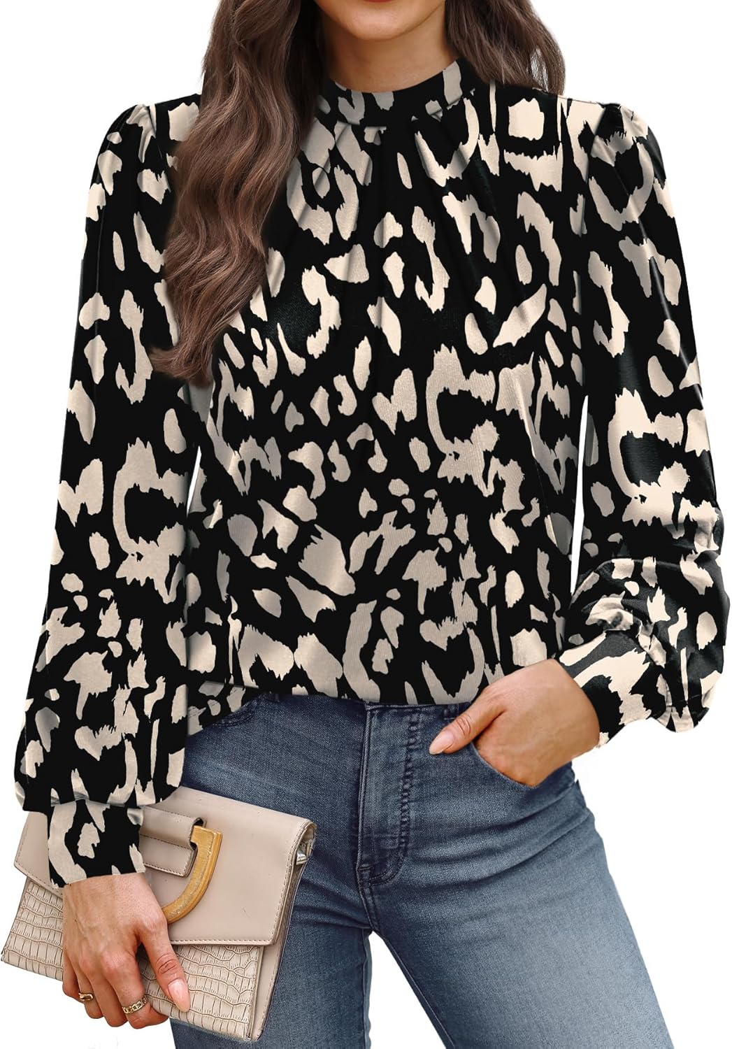 WIHOLL Women’s Mock Neck Blouse Top