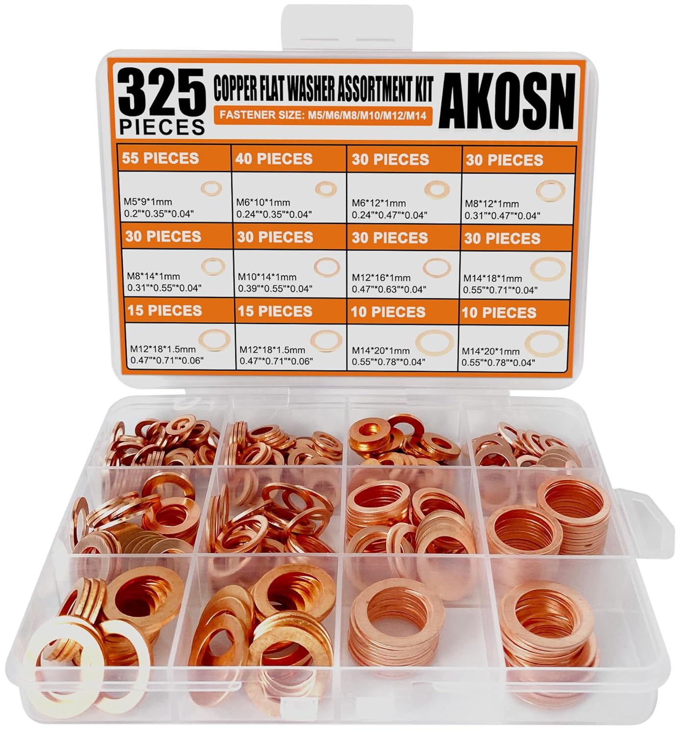 Premium Copper Crush Washer Assortment Kit