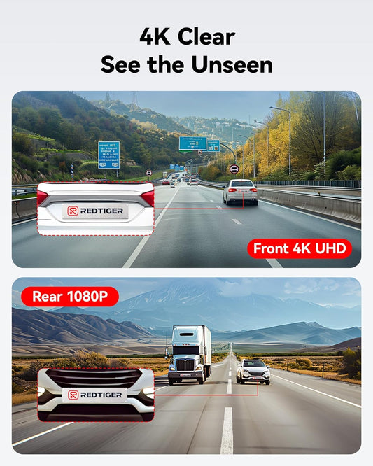 REDTIGER 4K Dash Cam Front & Rear
