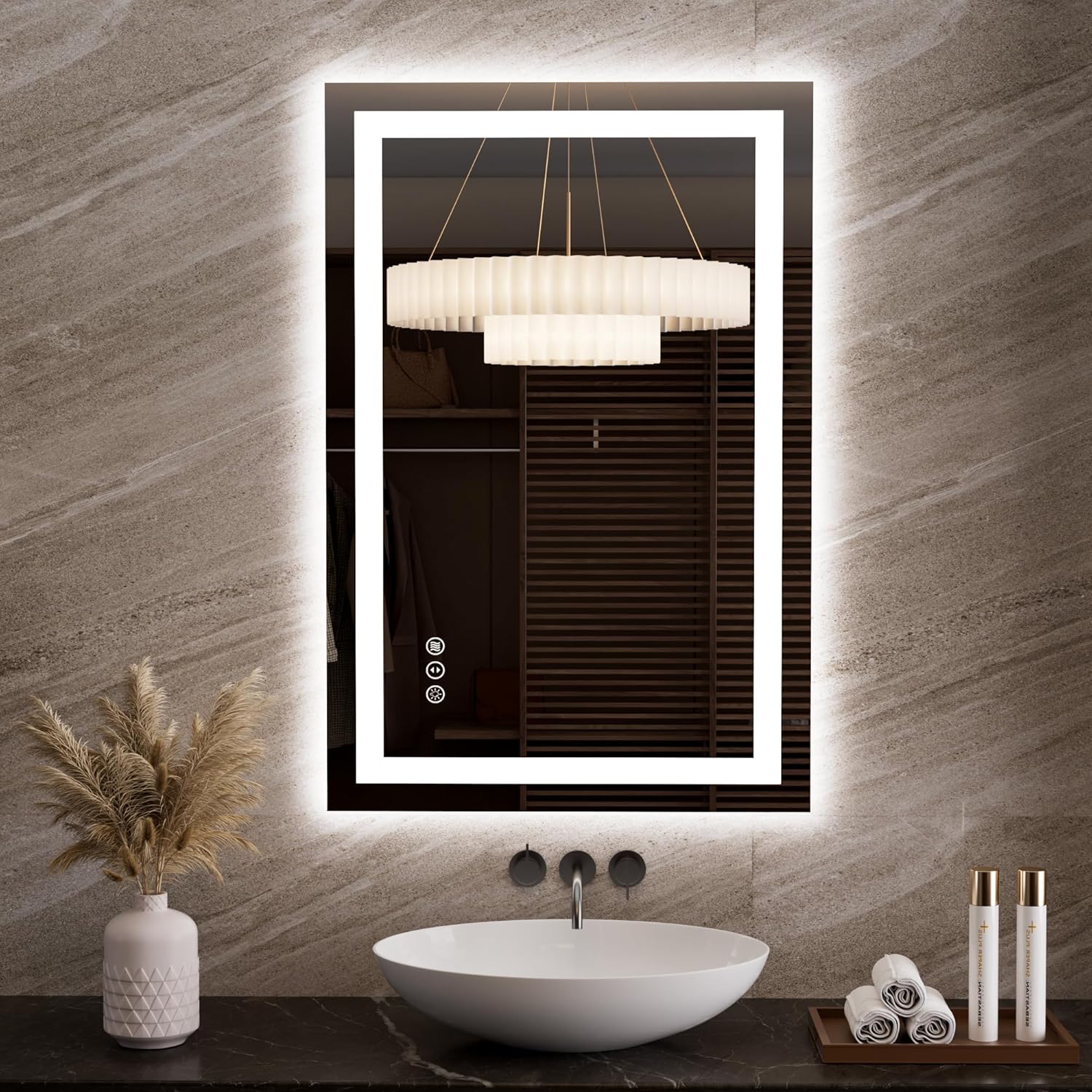 LOAAO 24X32 LED Bathroom Mirror with Lights