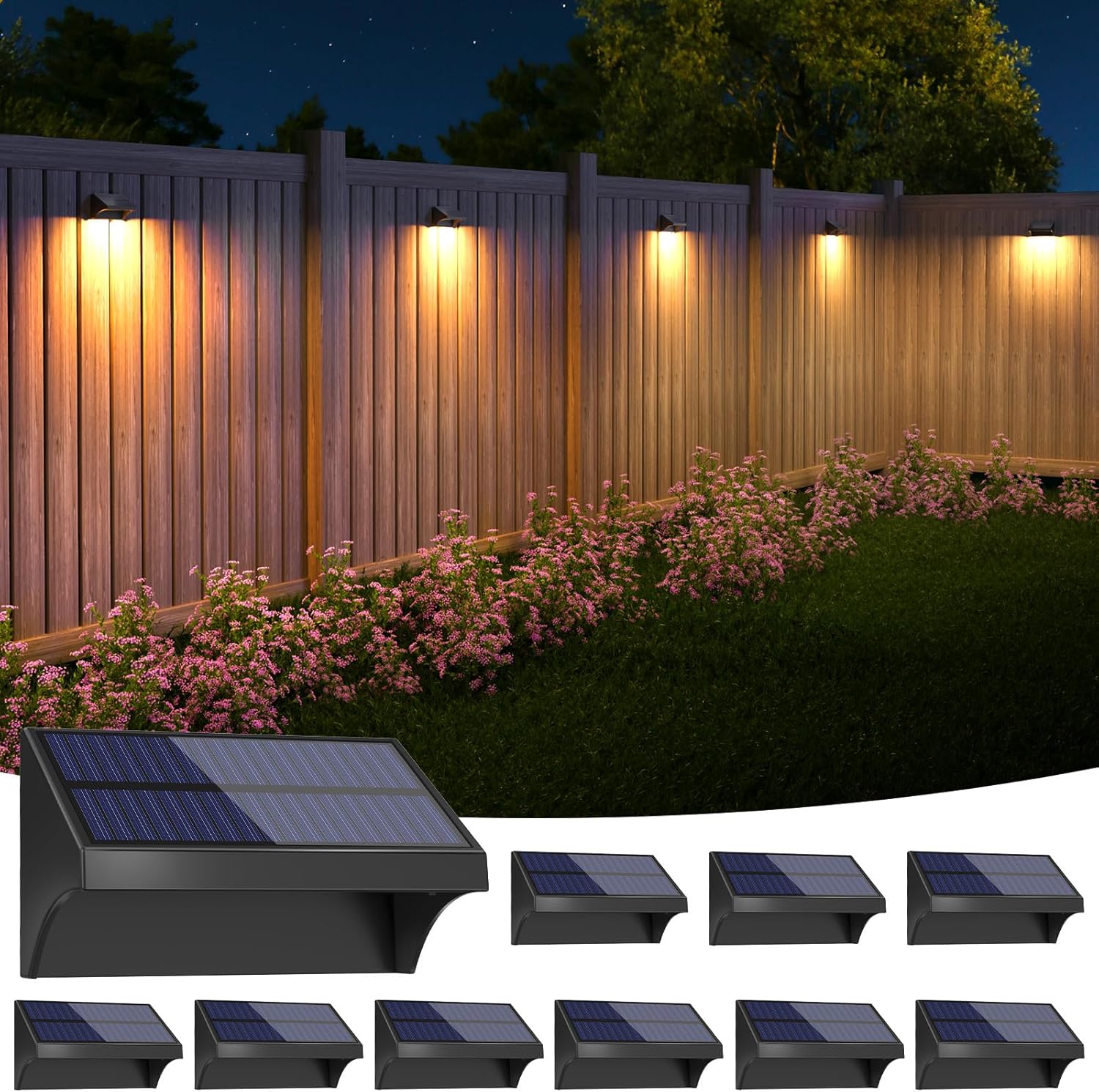 NIORSUN Outdoor Fence Waterproof LED Solar Lights
