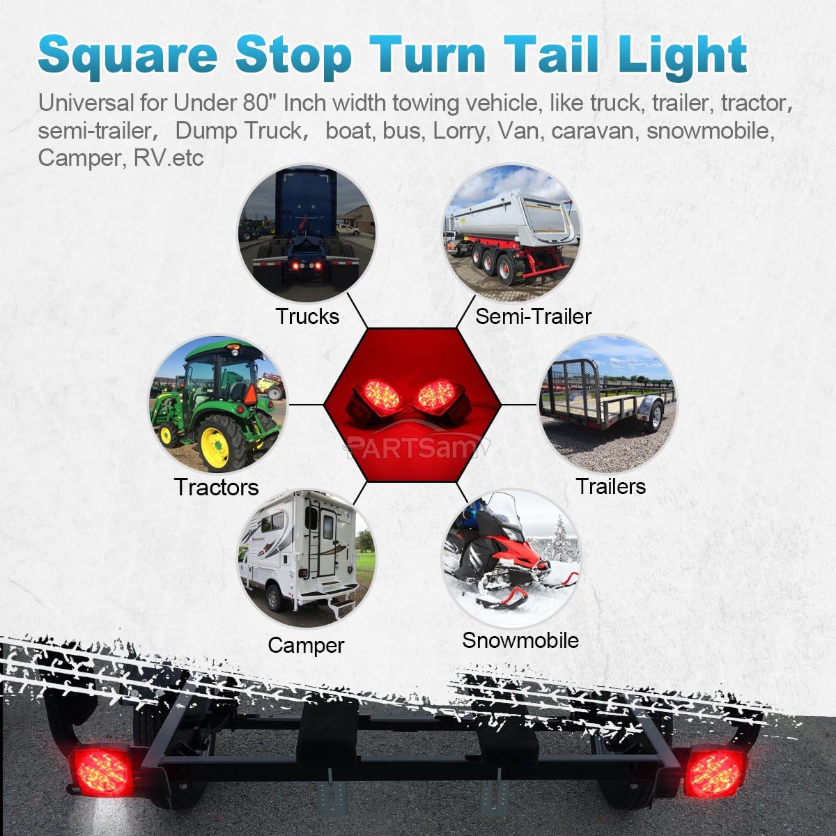 Partsam 12V Submersible LED Trailer Lights
