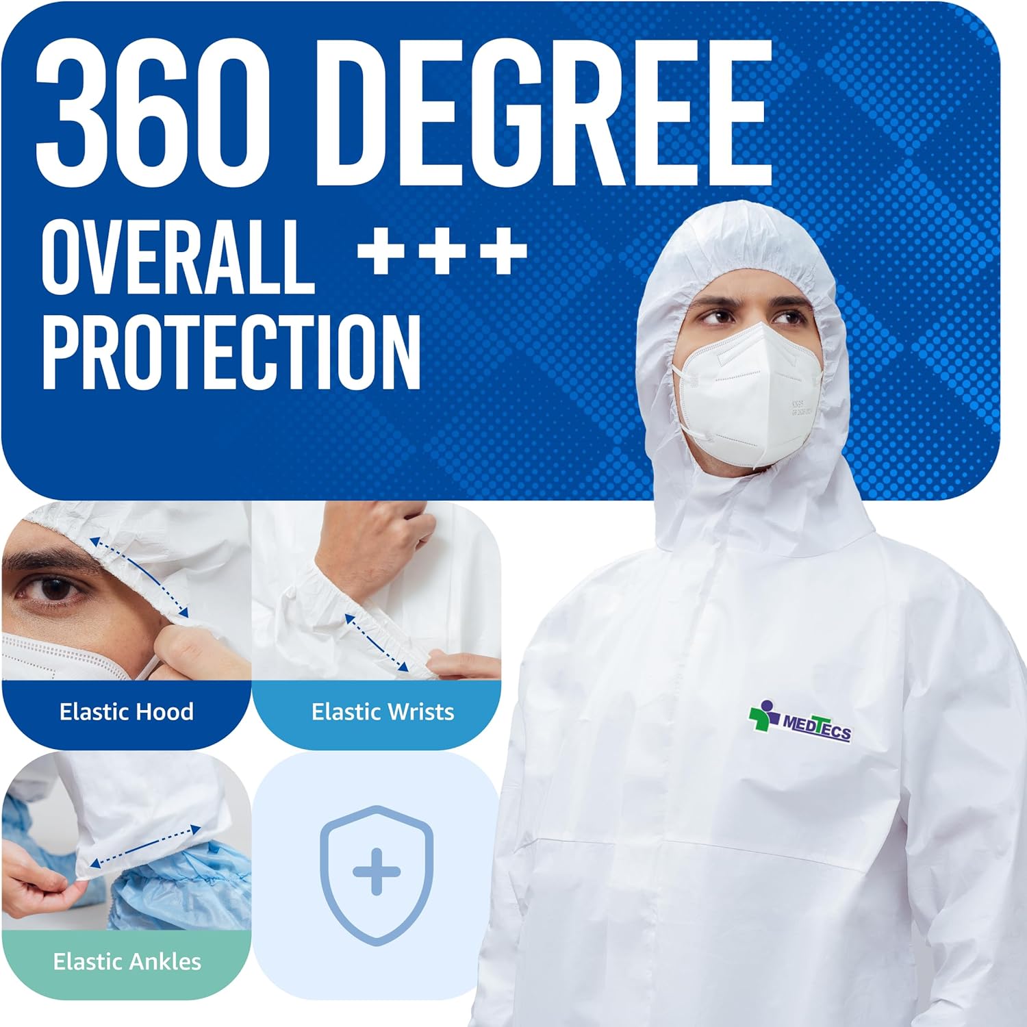 Medtecs Hazmat Suits Disposable Coveralls Suit