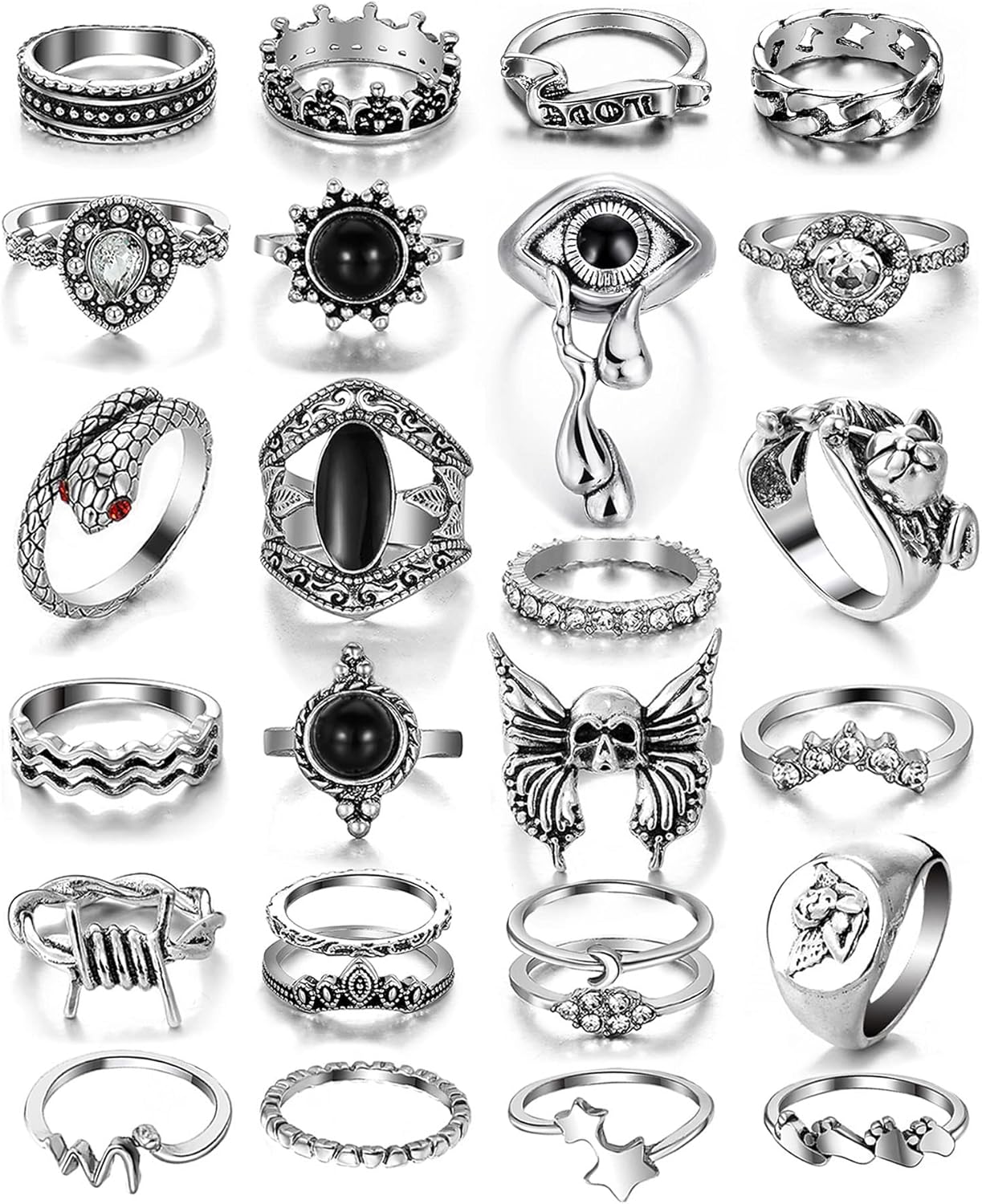 Grunge Adjustable Rings for Women Men