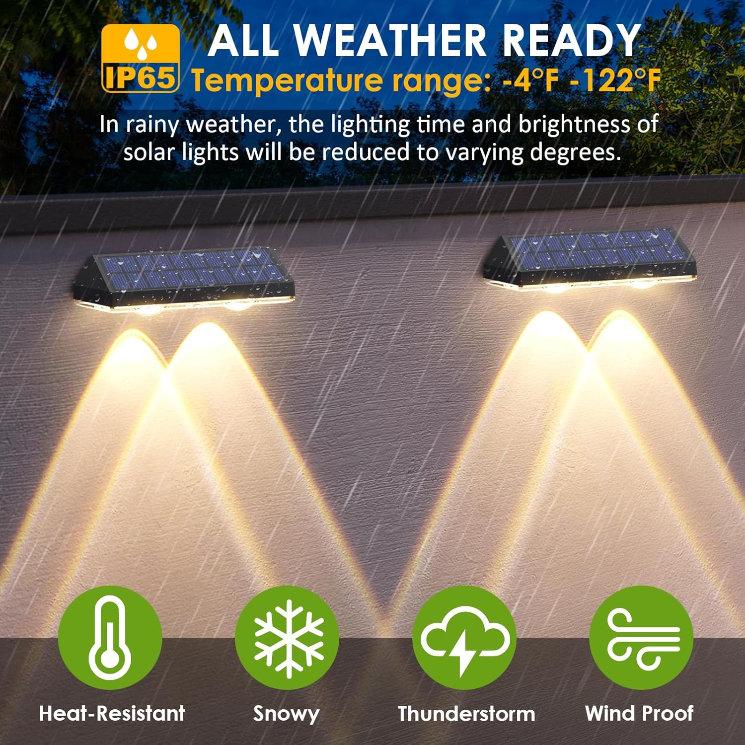 Solar Fence Lights Outdoor Waterproof LED Fence Light