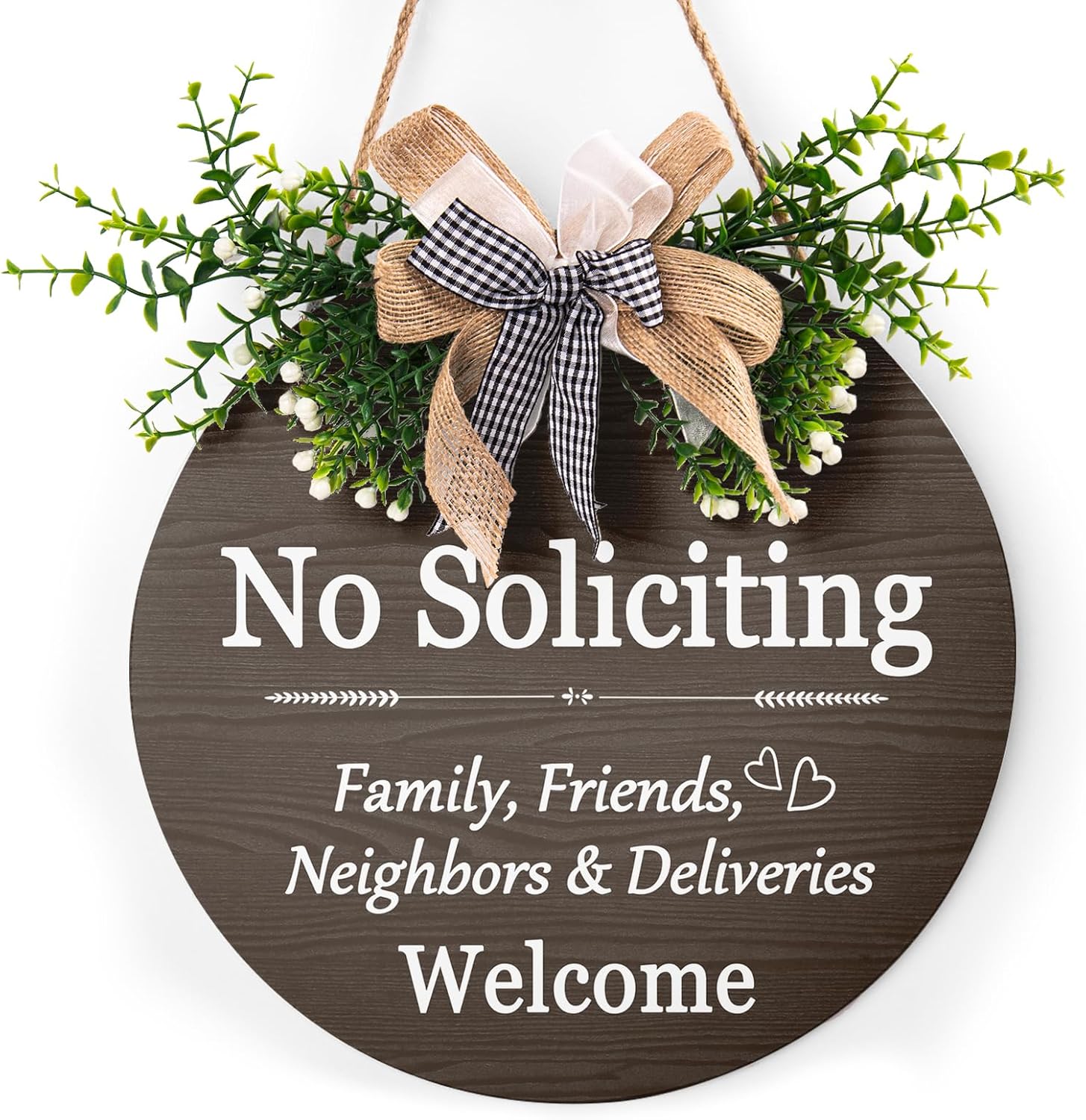 Round Wooden Farmhouse Welcome Door Sign