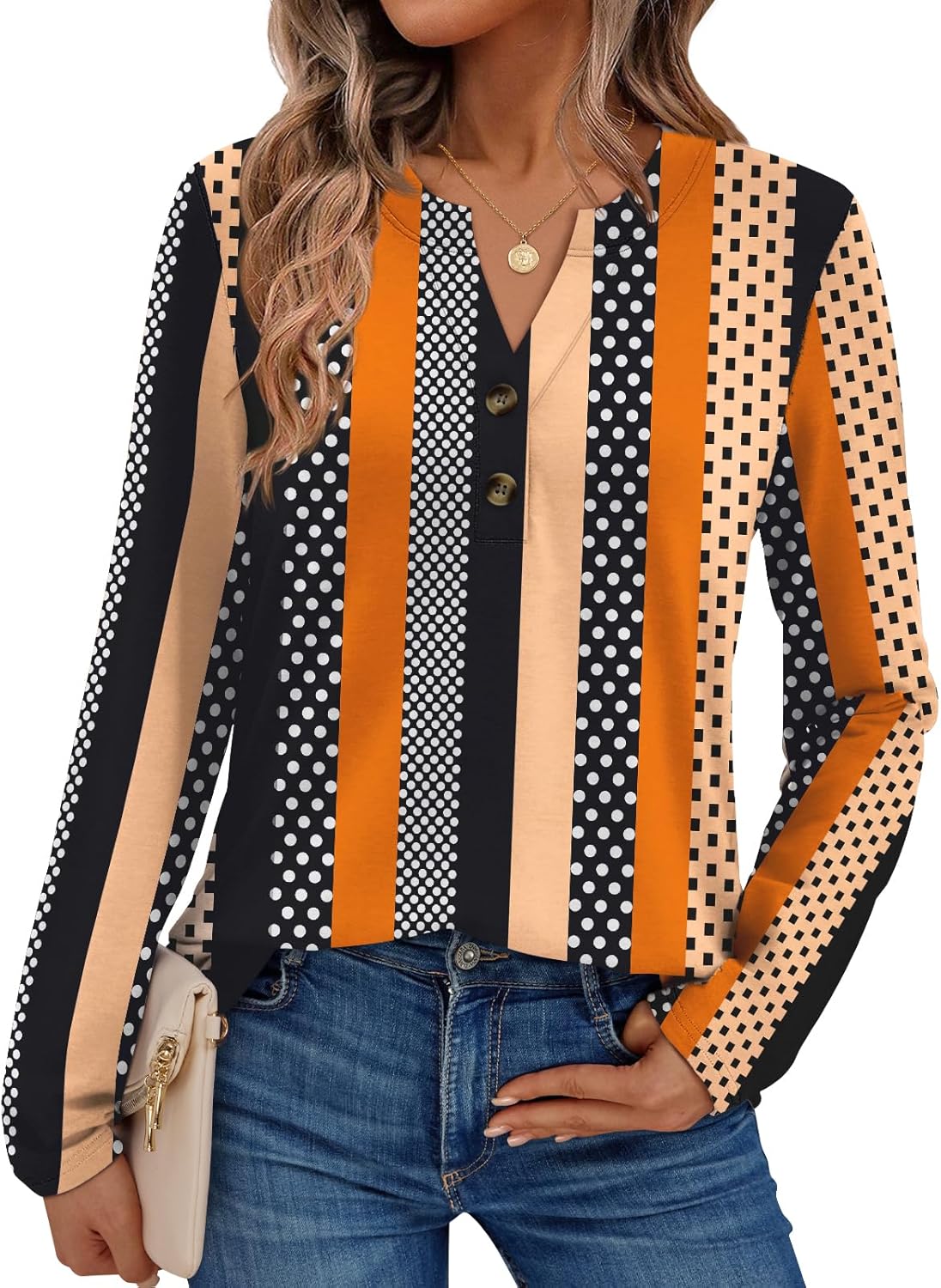 AUTOMET Women’s Long Sleeve Henley Tops Fall