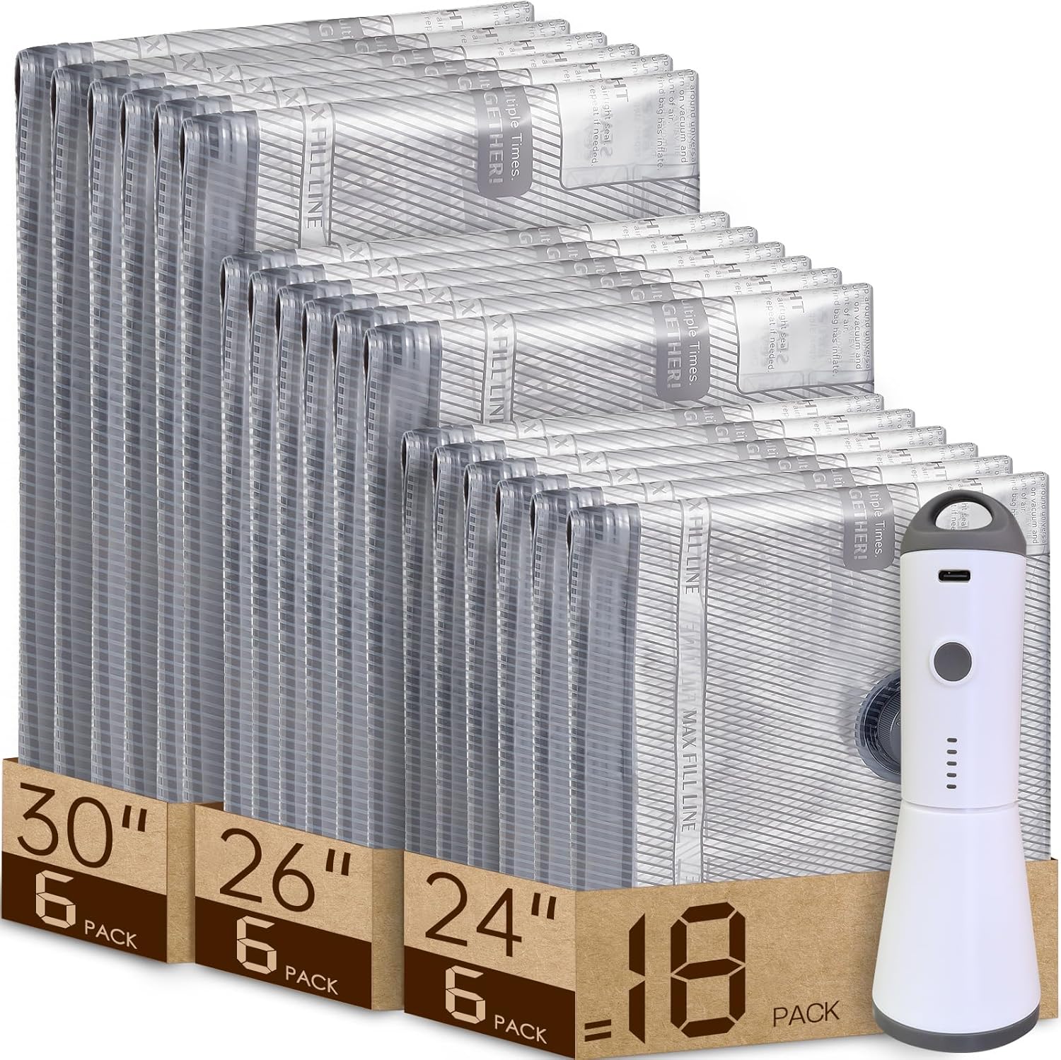 Vacuum Travel Bags with Rechargeable Pump