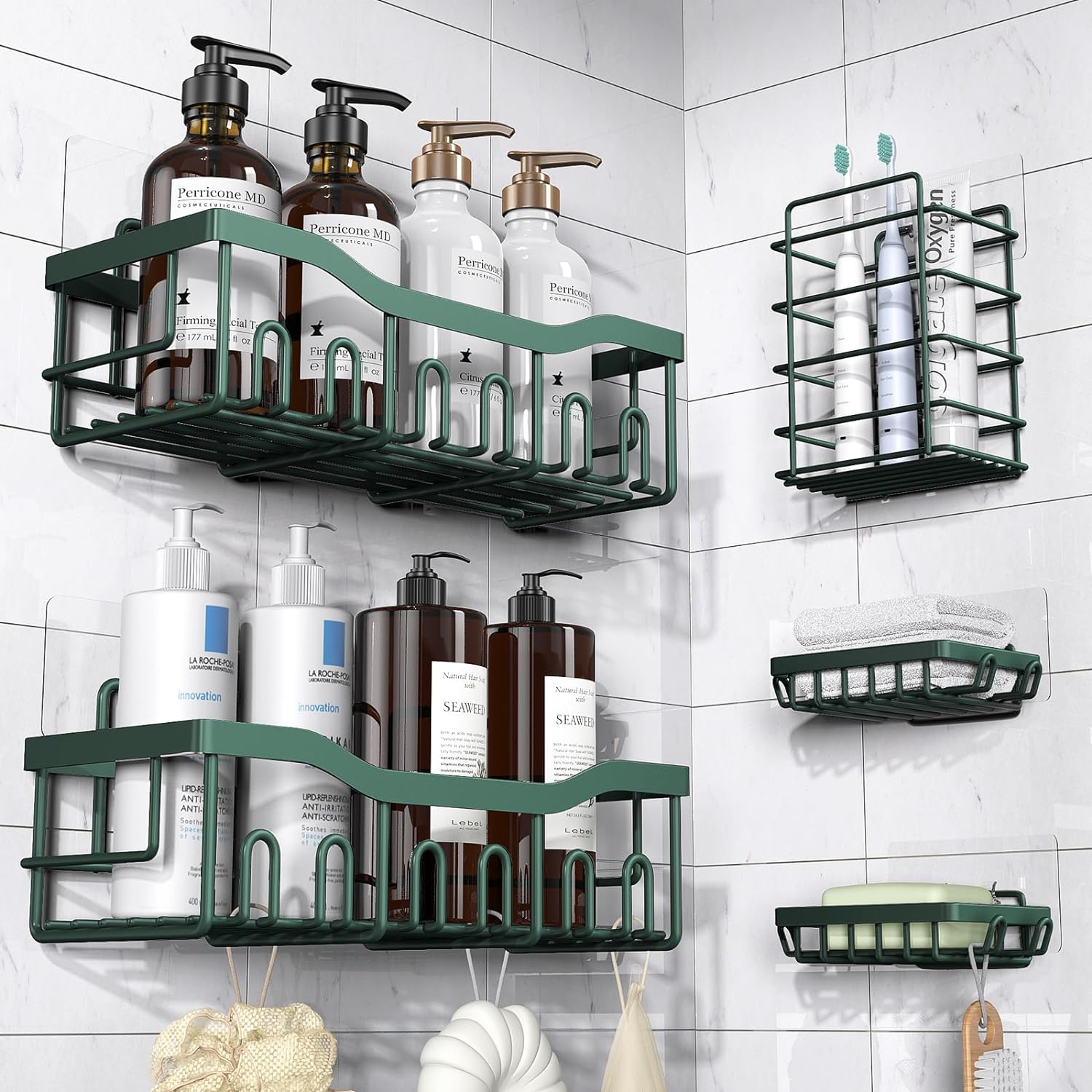 5-Pack Adhesive Shower Caddy