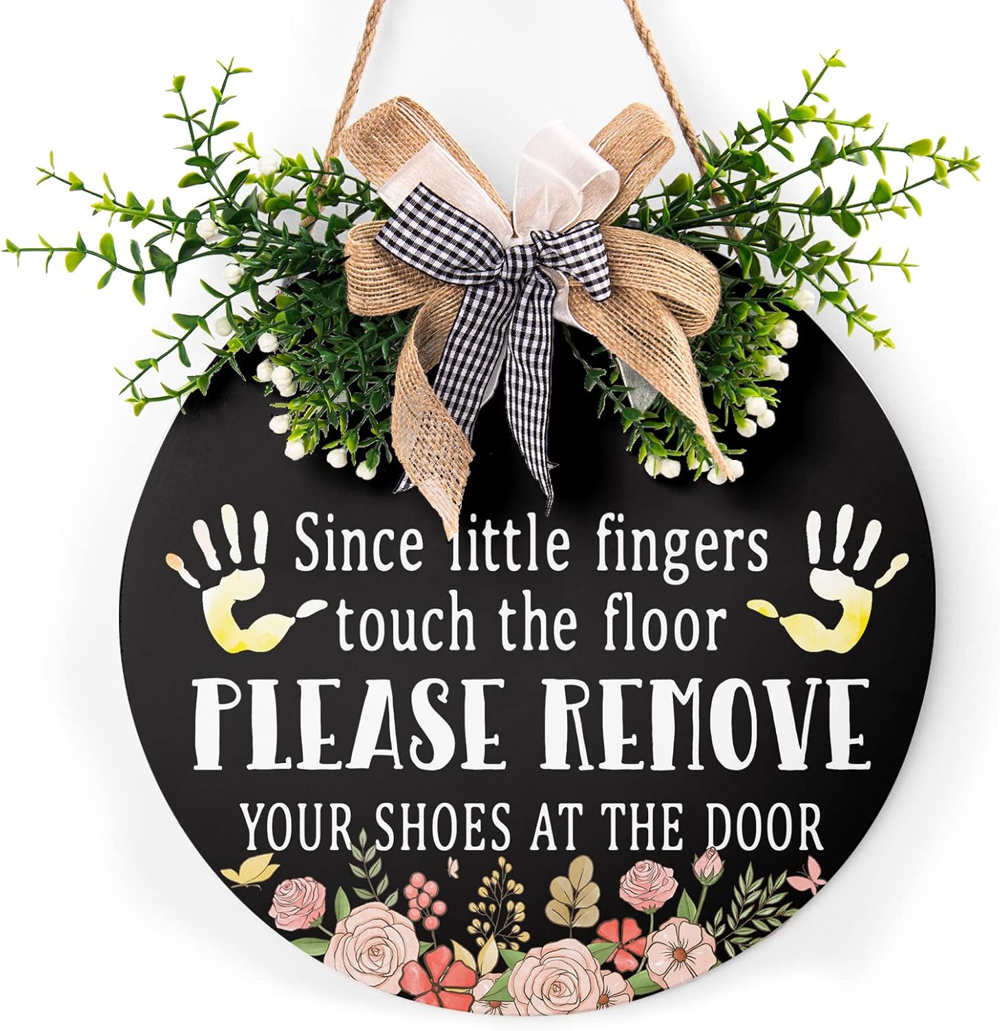 Round Wooden Farmhouse Welcome Door Sign