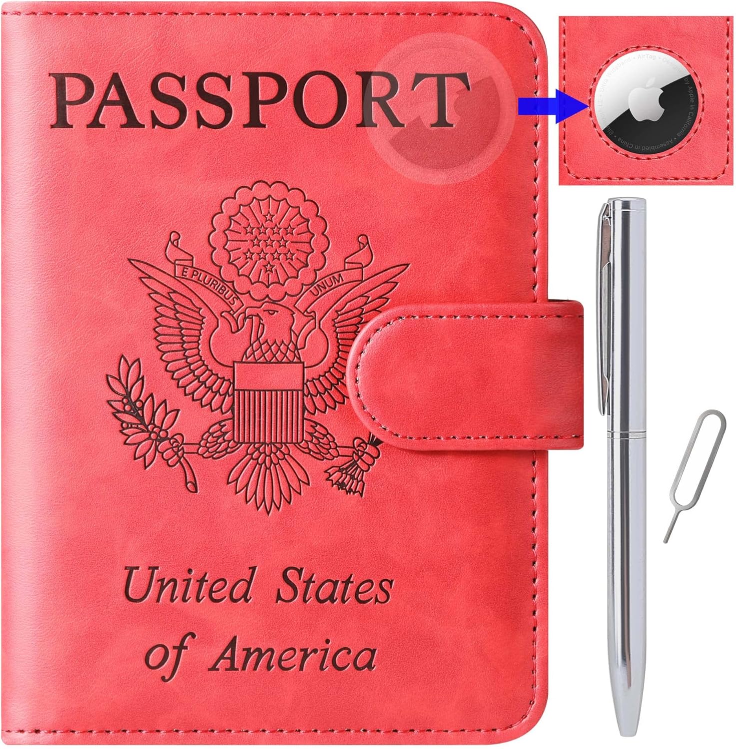Airtag Passport Holder Cover Wallet Travel Essentials Leather