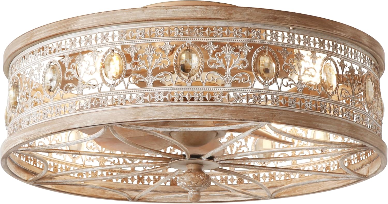 Caged Ceiling Fans with Lights for Bedroom