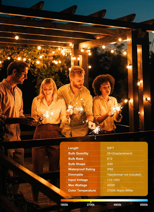 Brightown 50FT Outdoor String Lights