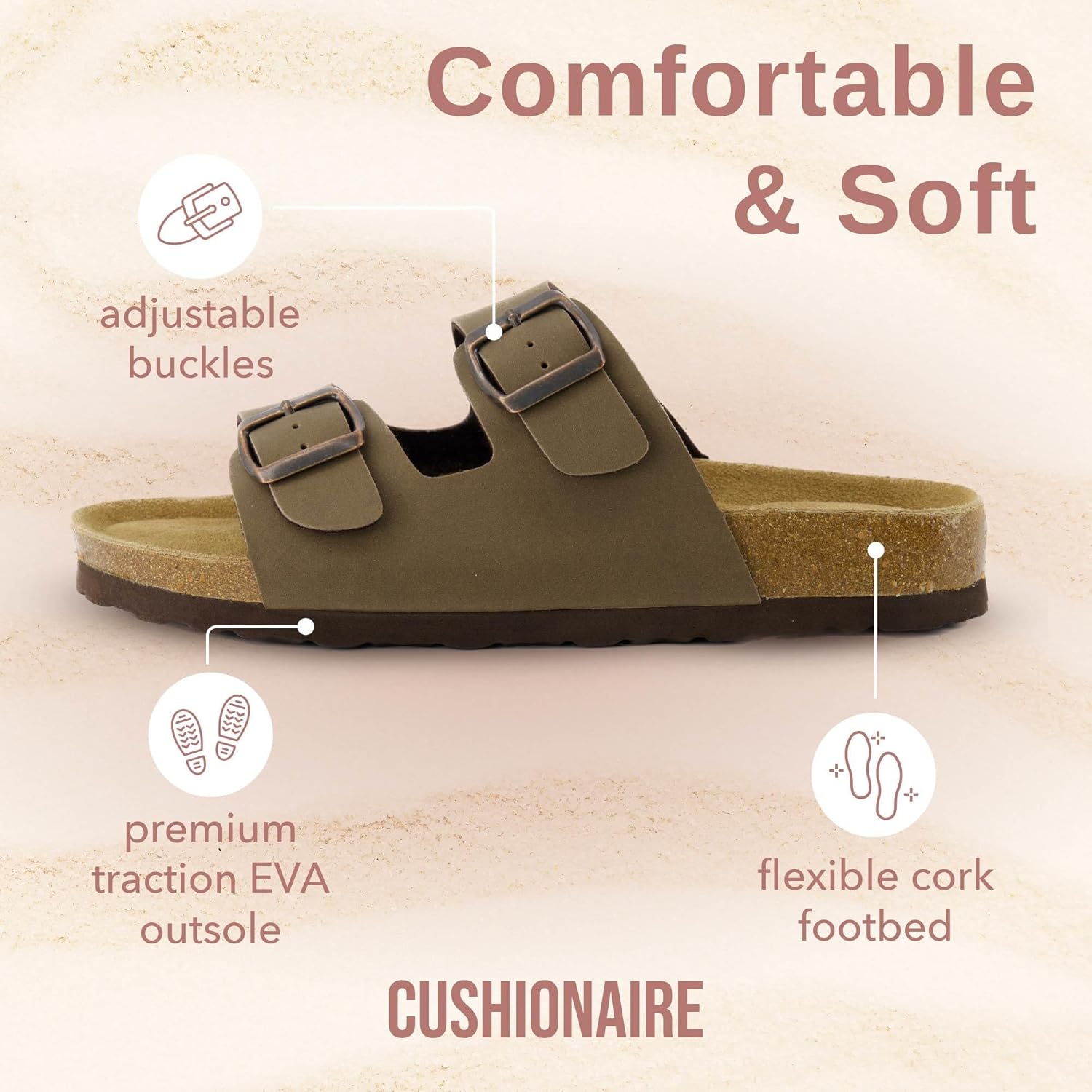 CUSHIONAIRE Women's Cork Footbed Sandals