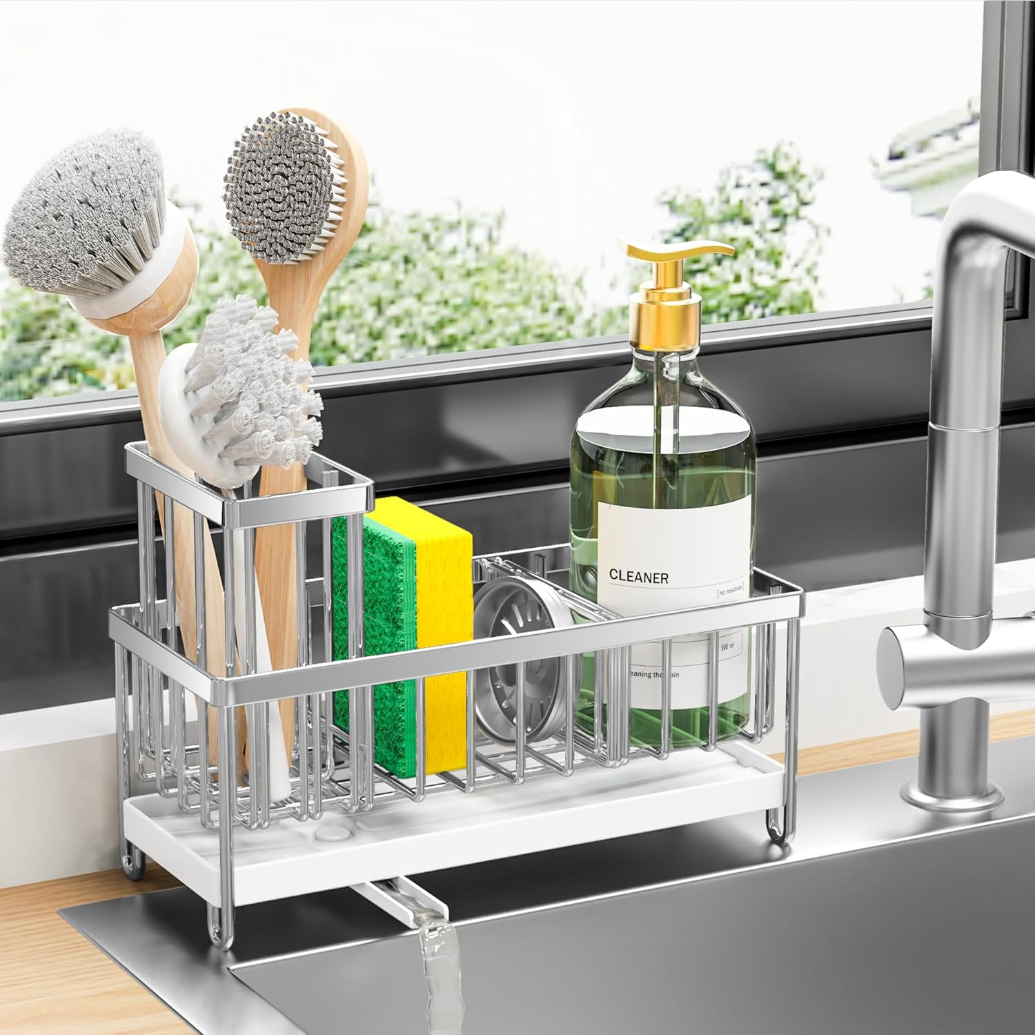Cisily Stainless Steel Sponge & Brush Holder