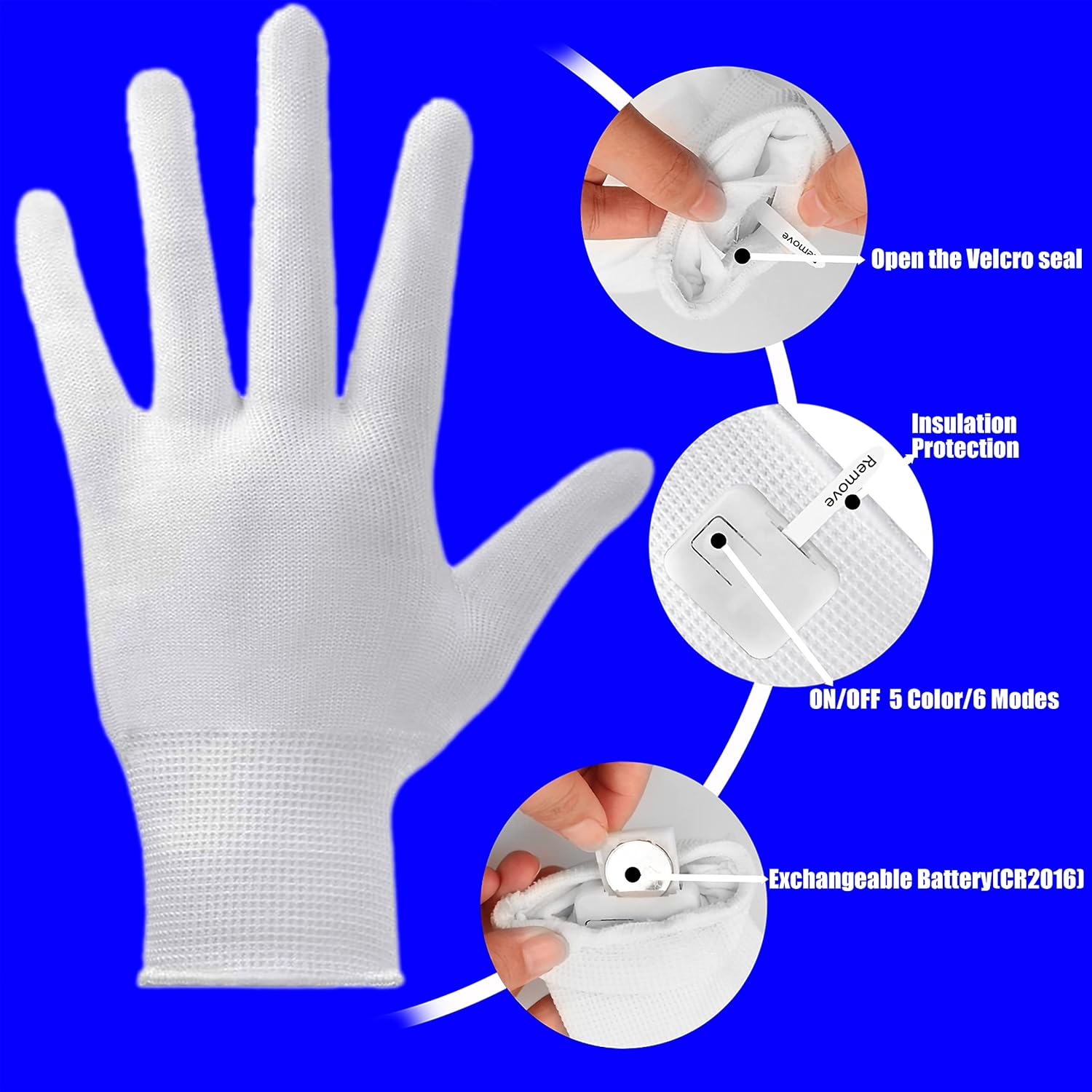 LED Finger Gloves - Light Up Gloves with 5 Color/6 Mode