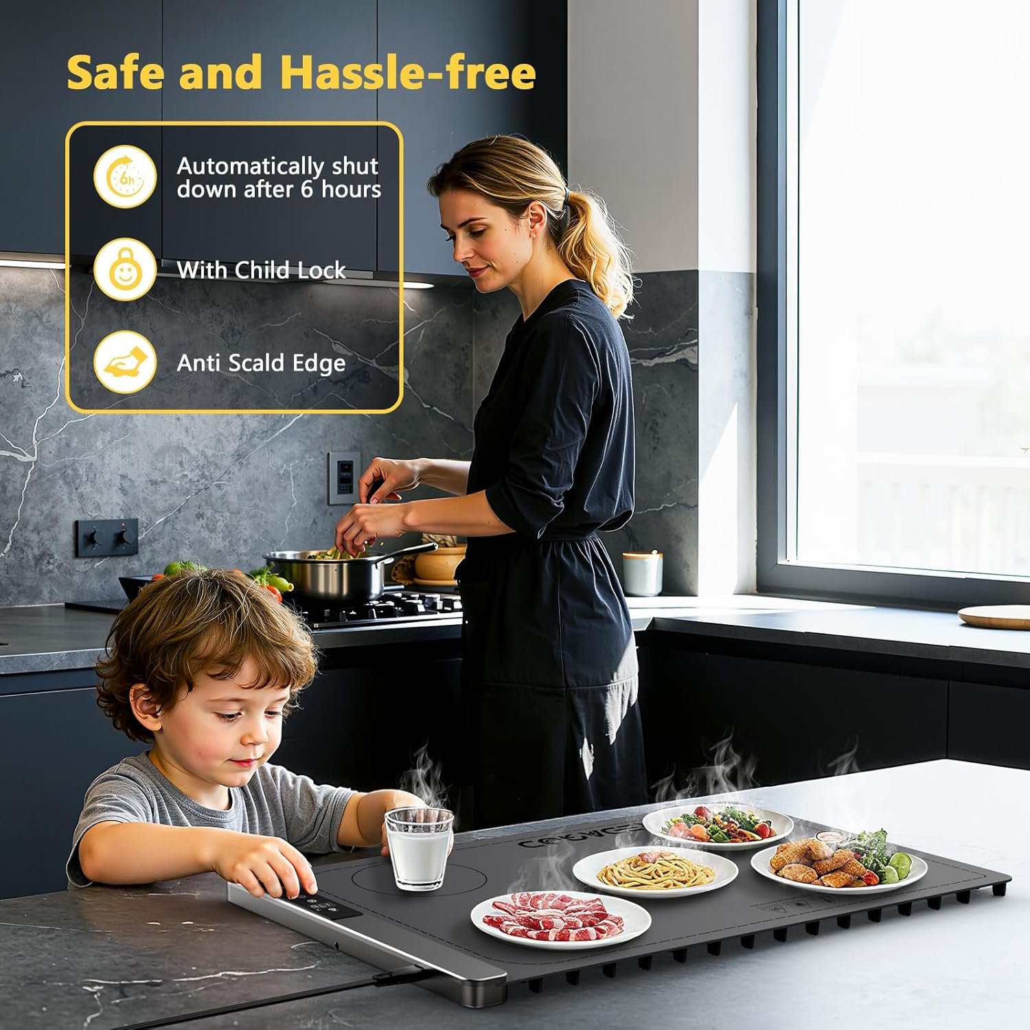 Food Warming Mat with 3-Zone Heating Mode