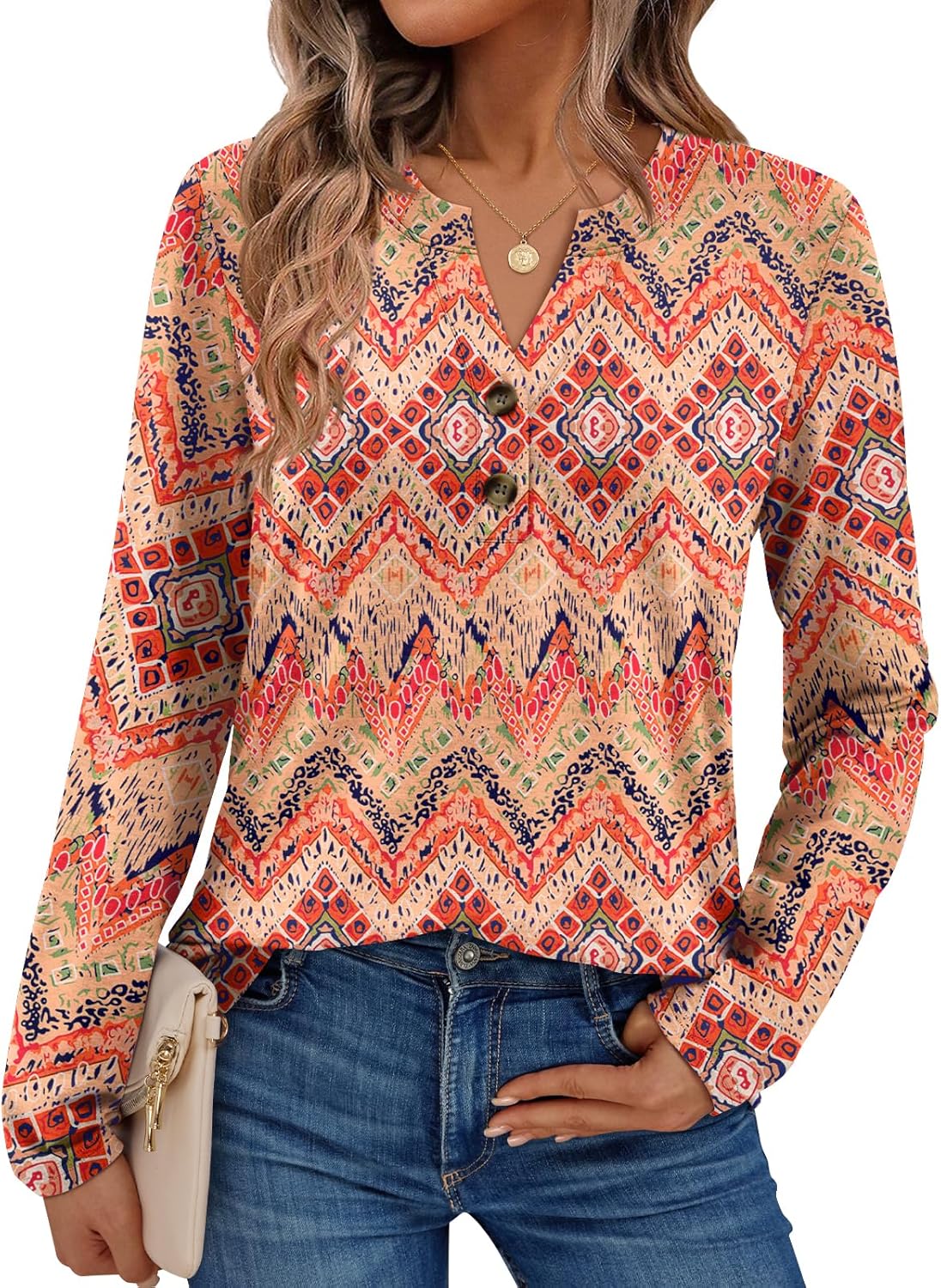 AUTOMET Women’s Long Sleeve Henley Tops Fall