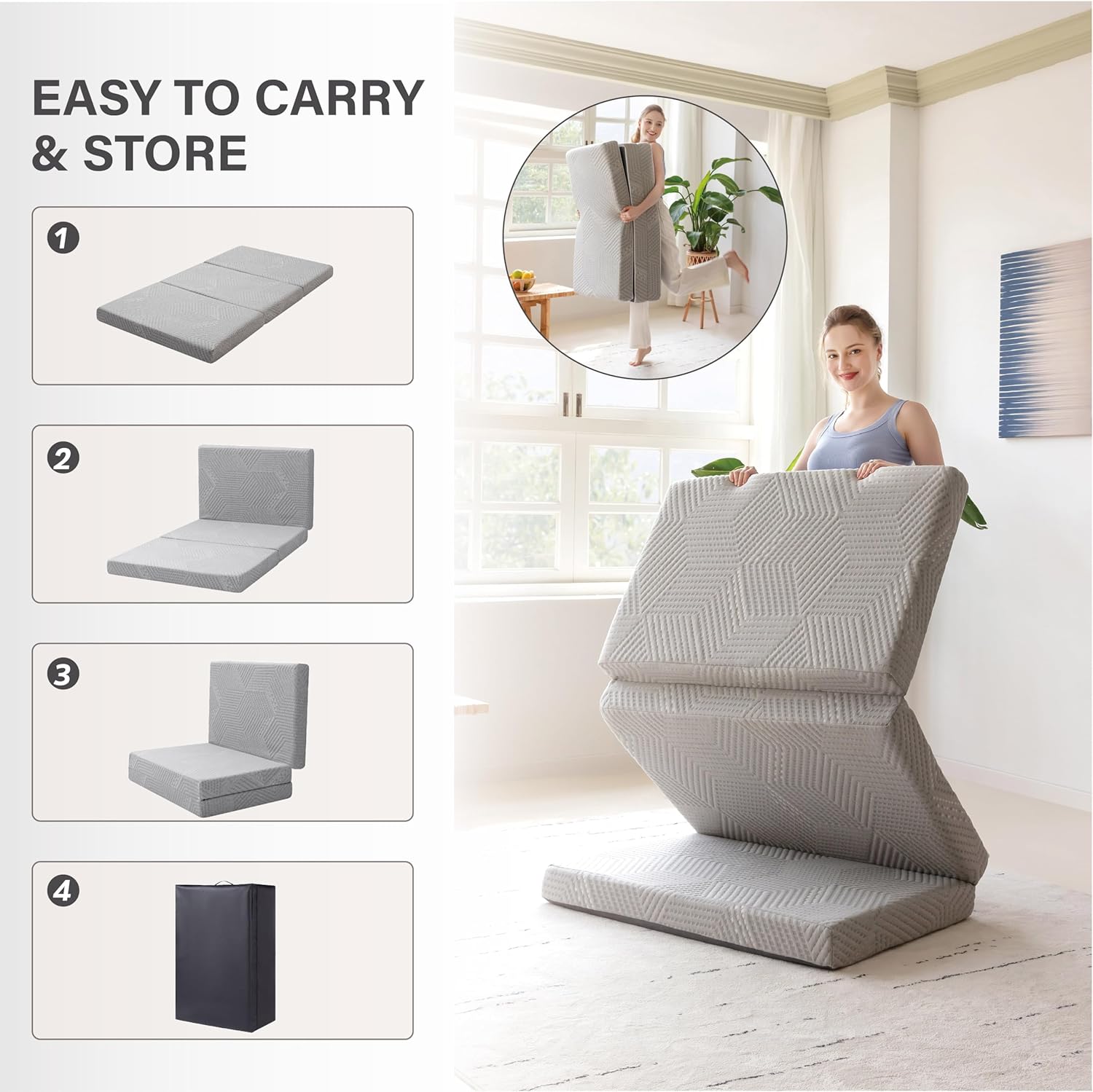 MLILY Tri-Fold Memory Foam Mattress