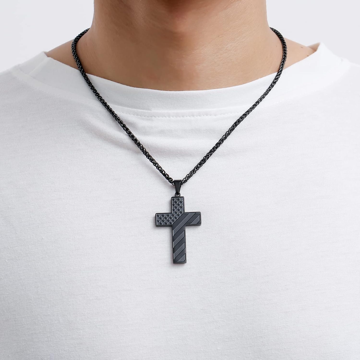 DuoDiner Cross Necklace Bible Verse Stainless Steel