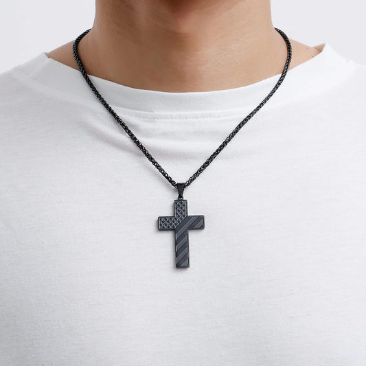 DuoDiner Cross Necklace Bible Verse Stainless Steel