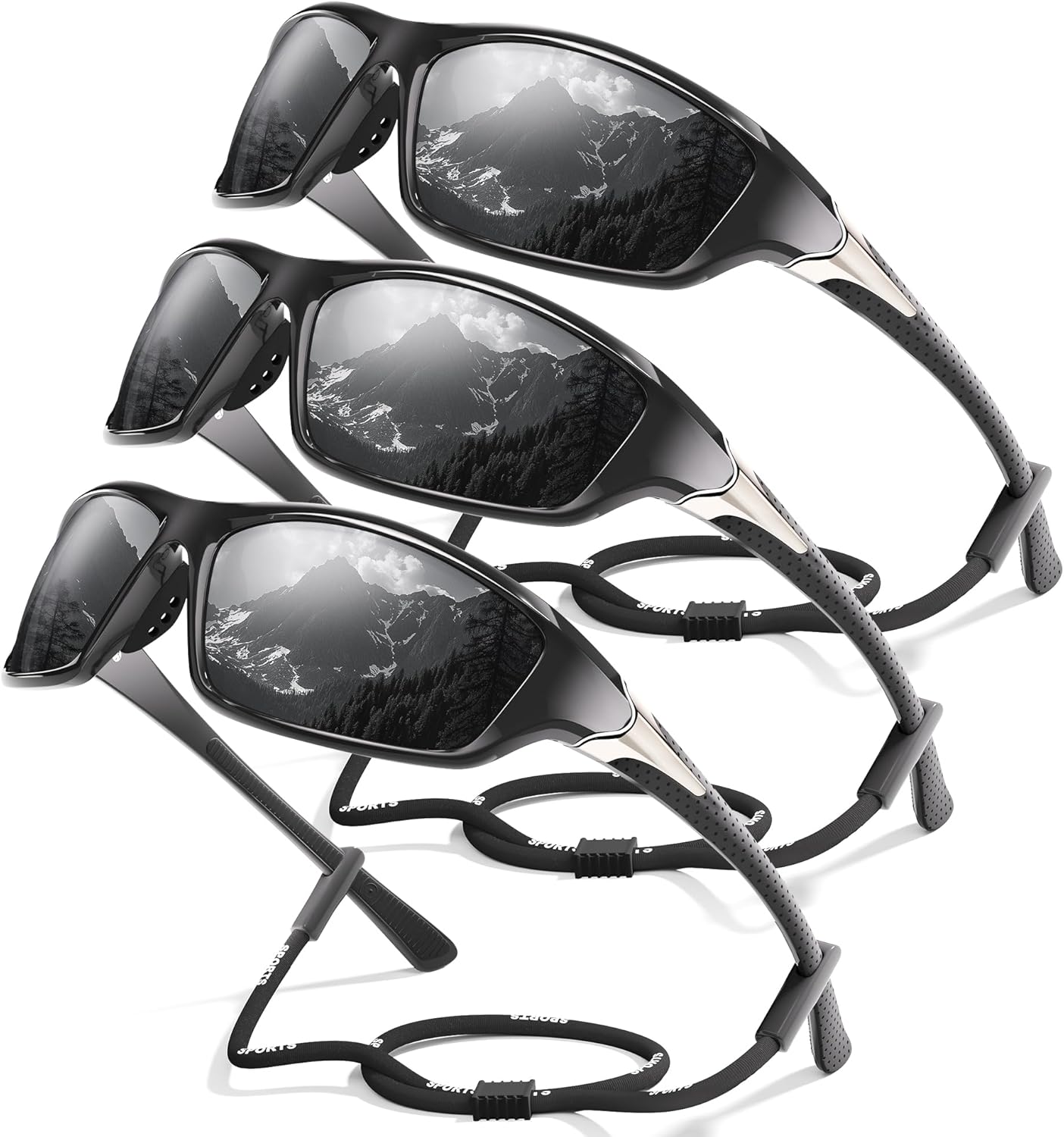 3-Pack Polarized Sports Sunglasses for Men