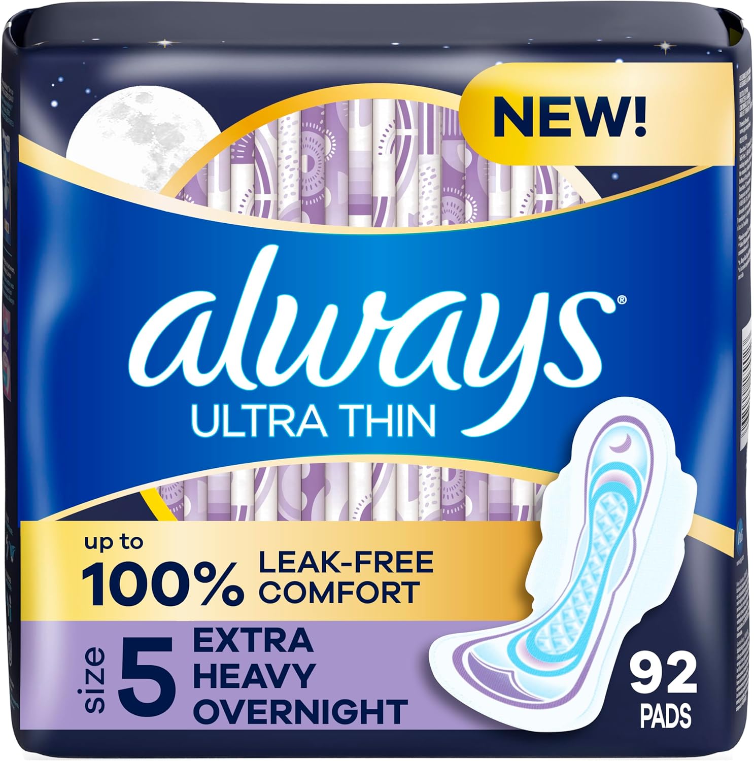 Always Maxi Overnight Pads with Wings for Women