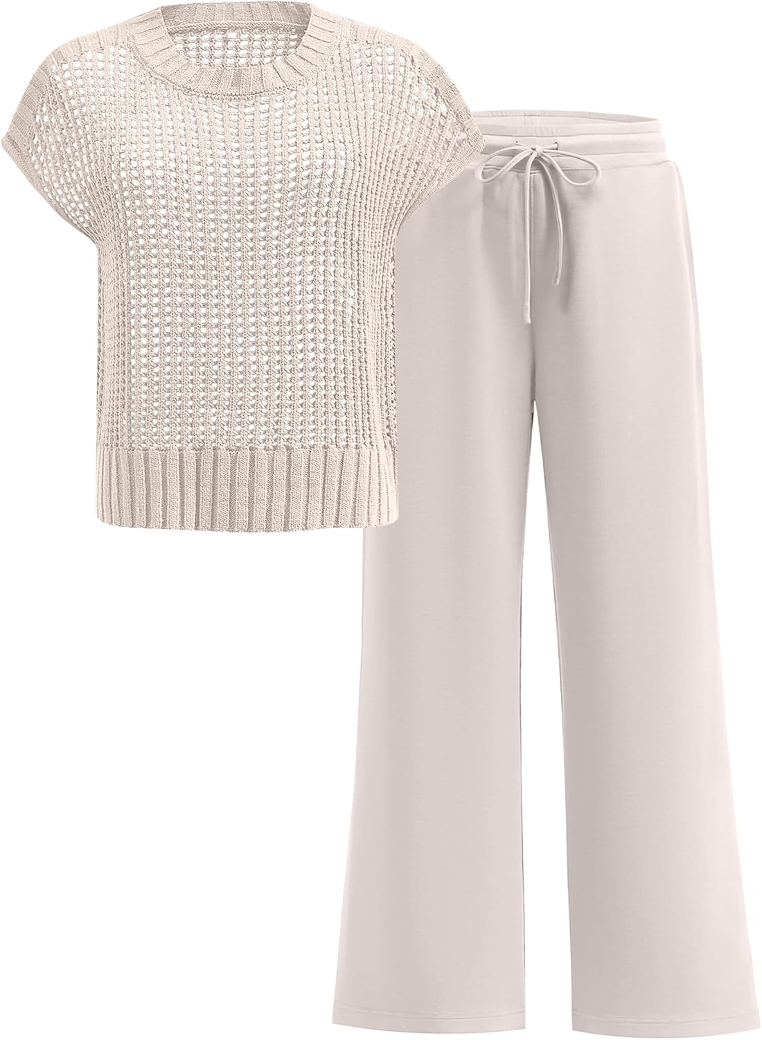 Two Piece Sheer Sweater Pants Set