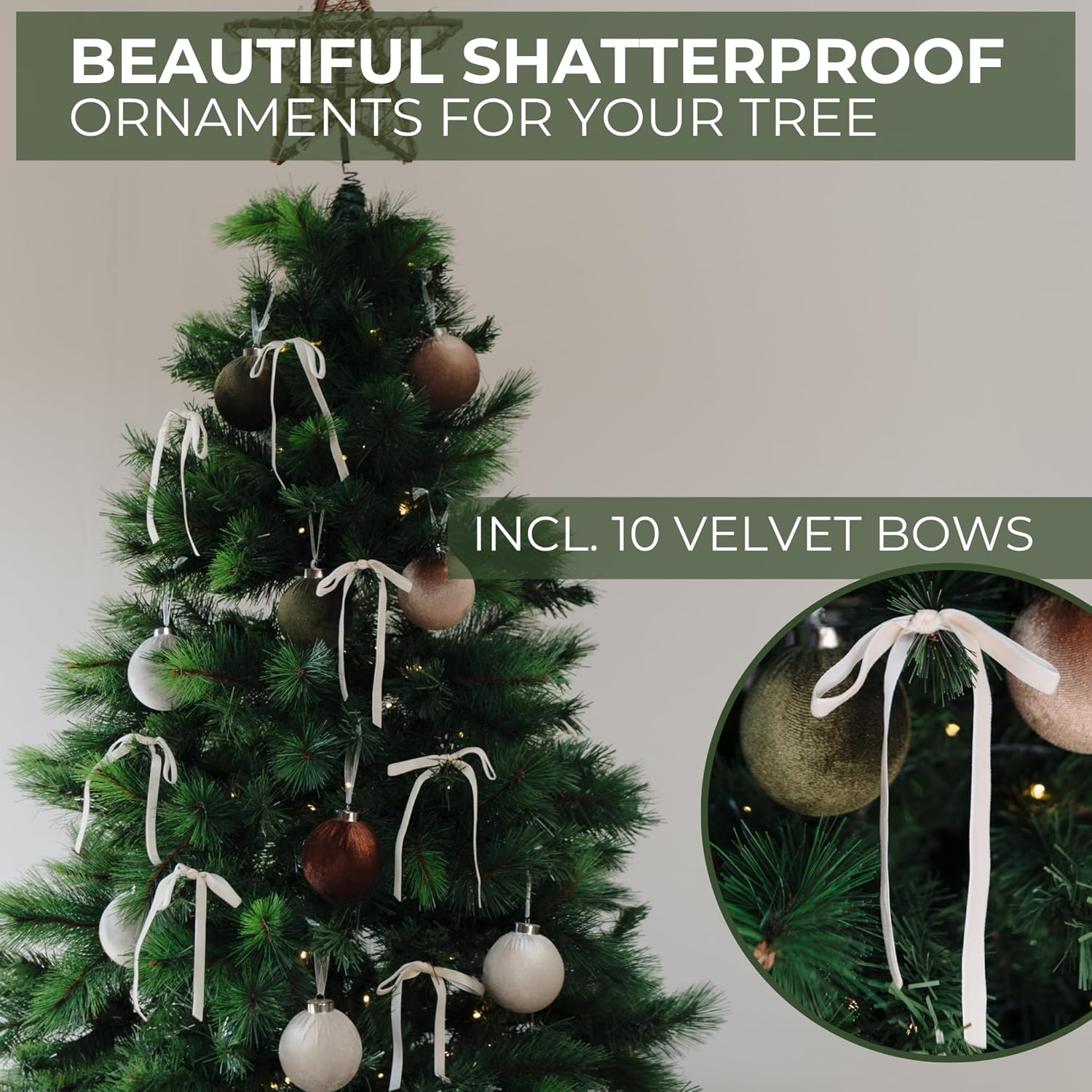 Elegant Velvet Christmas Ornaments & Velvet Bows Set