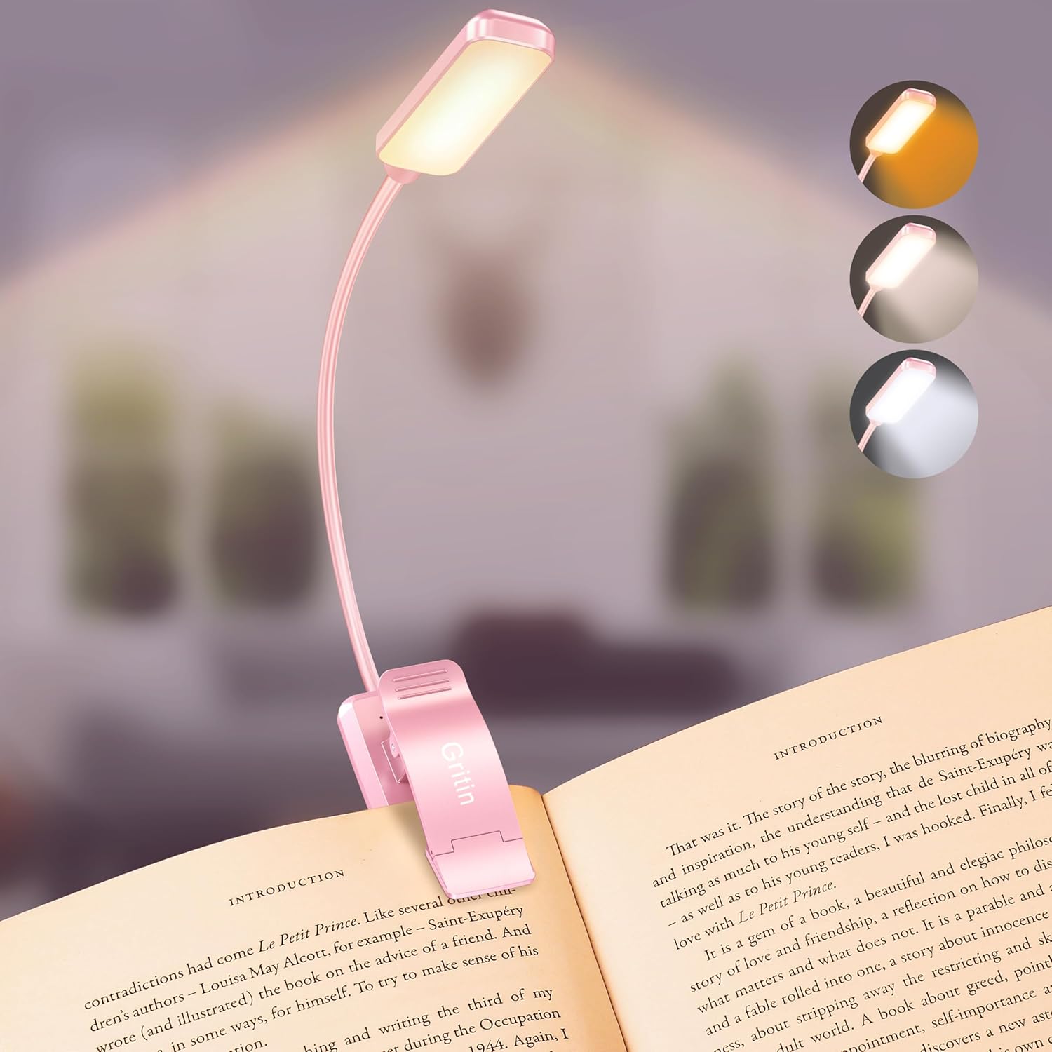 Gritin 9 LED Rechargeable Book Light for Reading in Bed