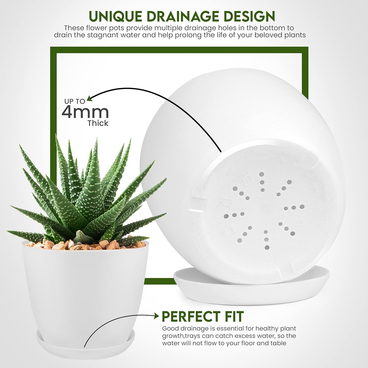 Utopia Home Plant Pots Indoor with Drainage Holes
