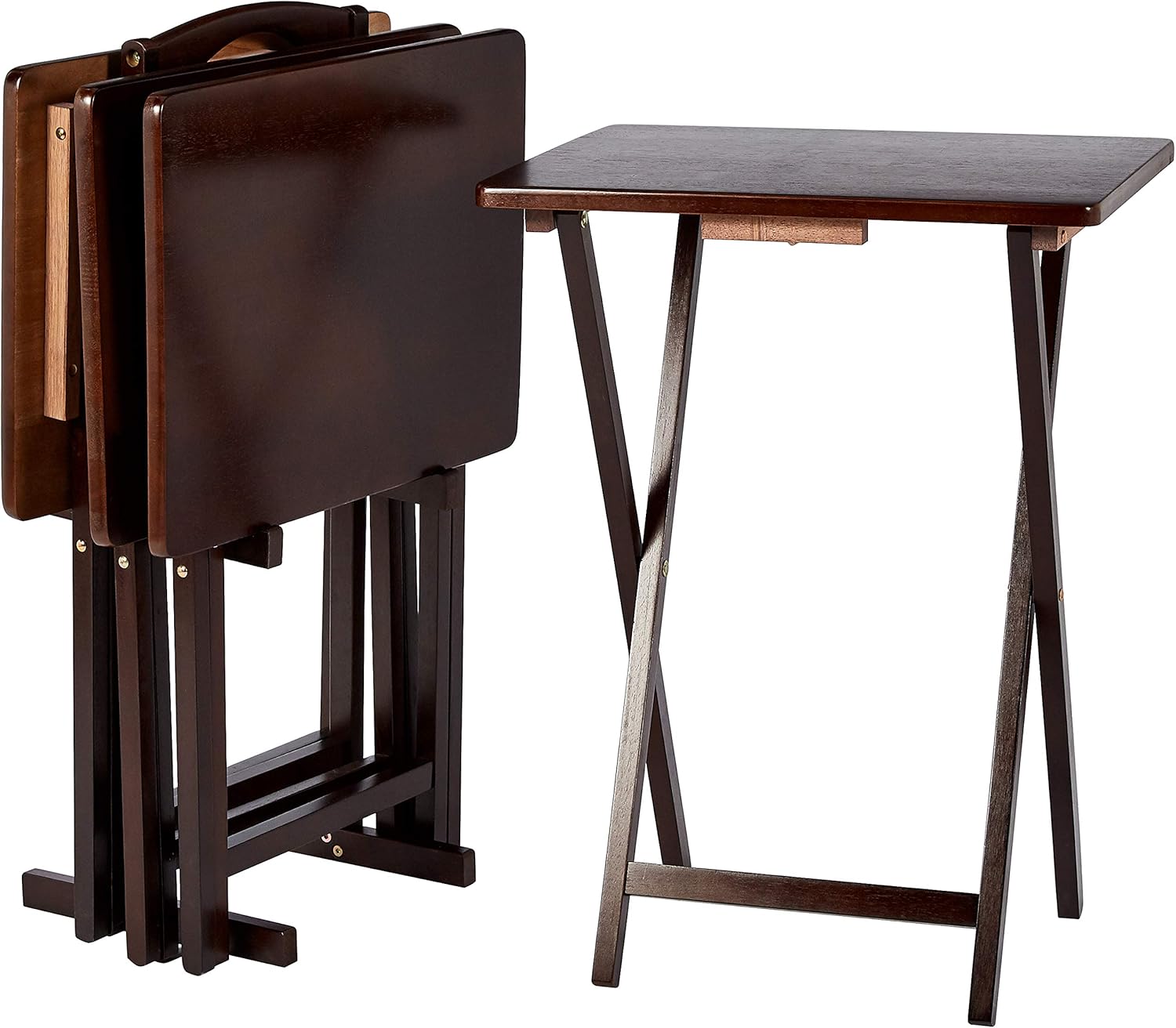 Classic Foldable TV Dinner Tray Table with Storage Rack