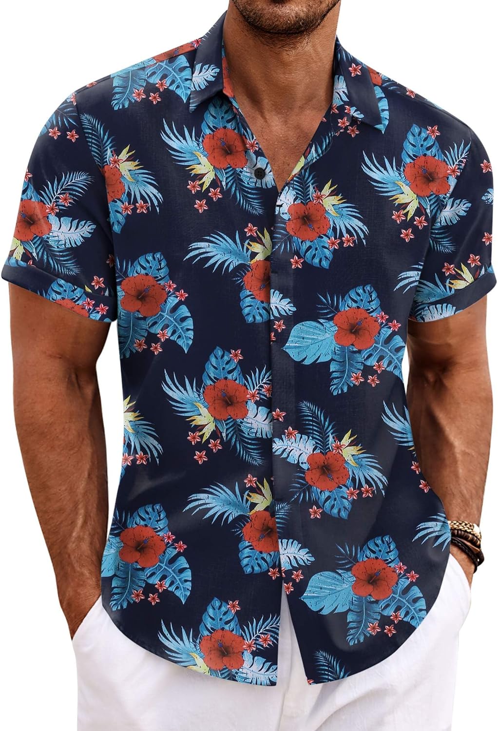COOFANDY Men's Linen Short Sleeve Shirt