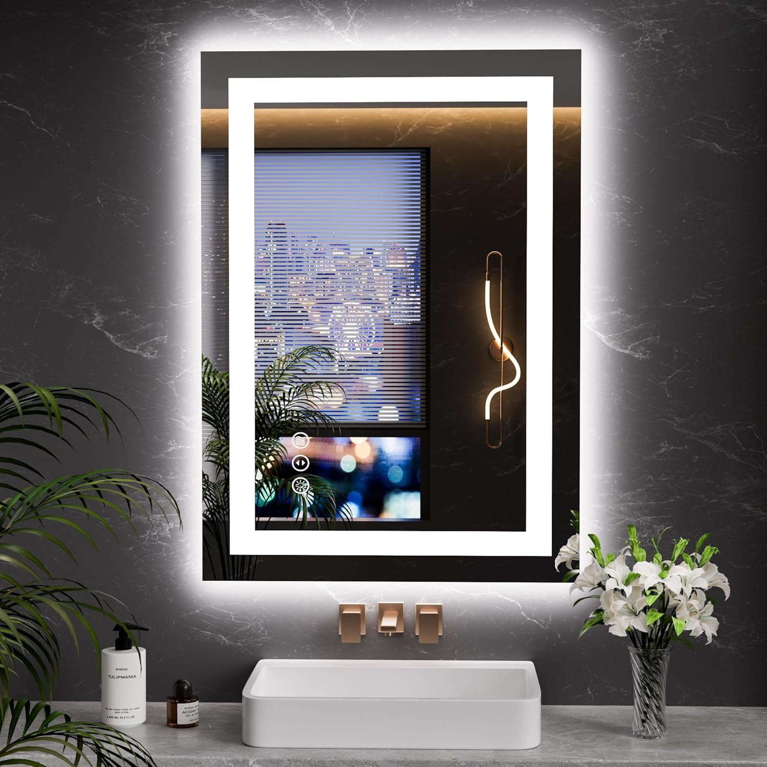 LOAAO 24X32 LED Bathroom Mirror with Lights