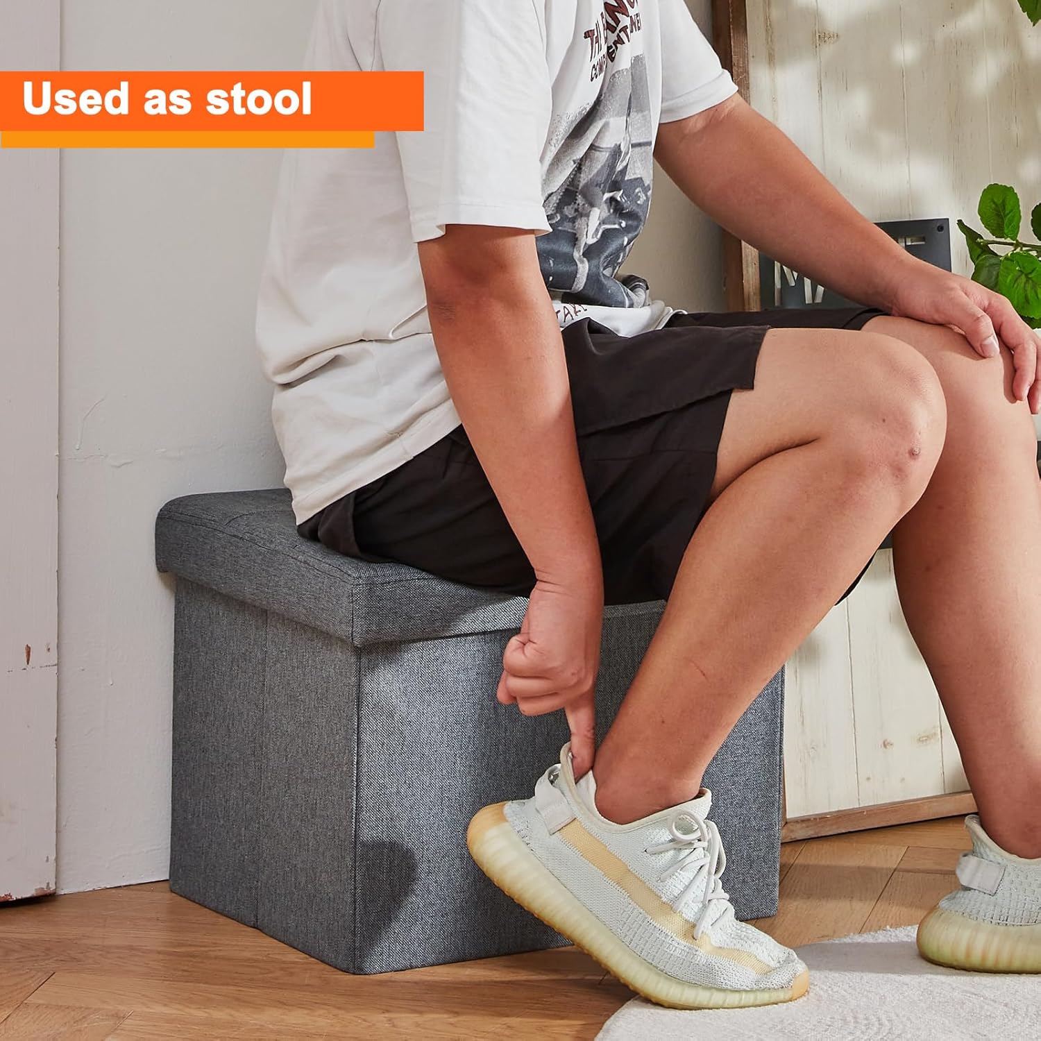 ALASDO Storage Ottoman Footrest Stool Small Ottoman