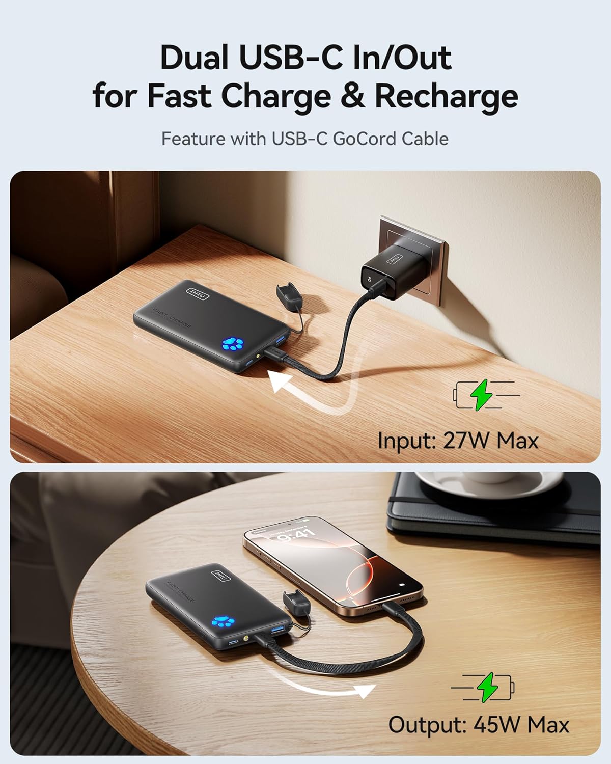 INIU 10000mAh Portable Charger Power Bank